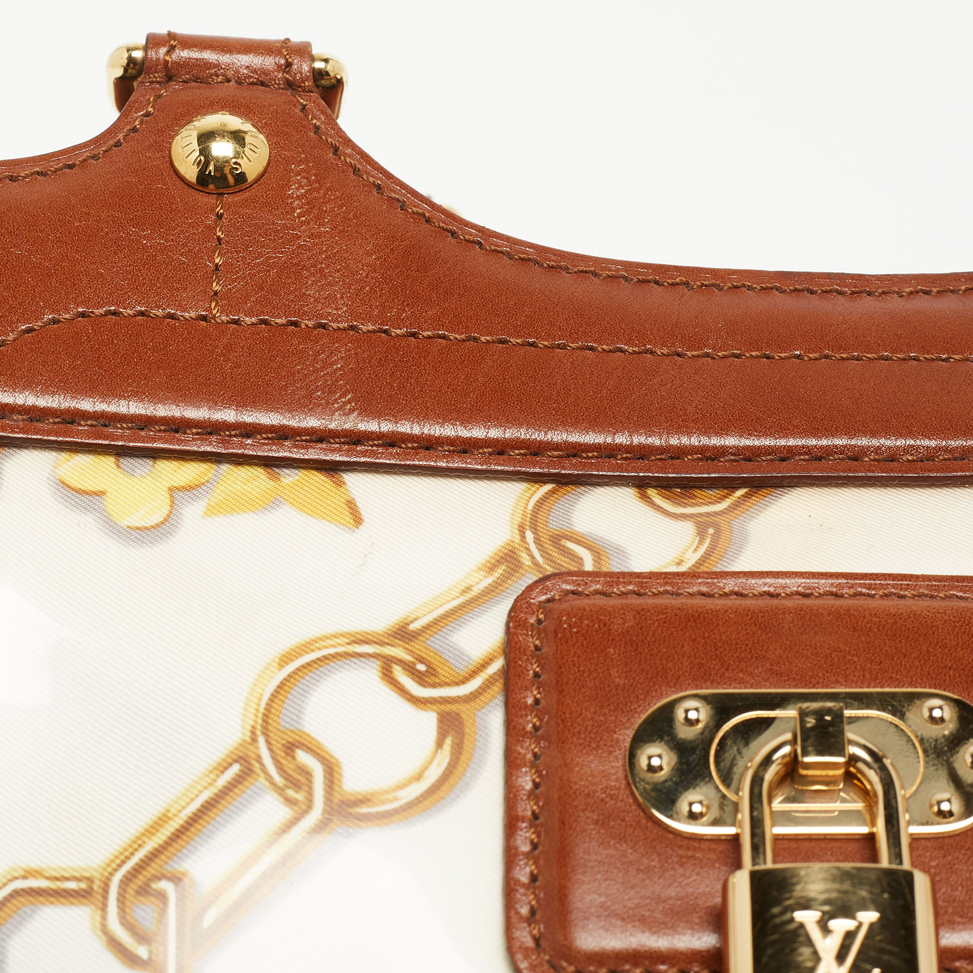 Louis Vuitton Brown/White Monogram Charms Leather And Vinyl Linda Bag
