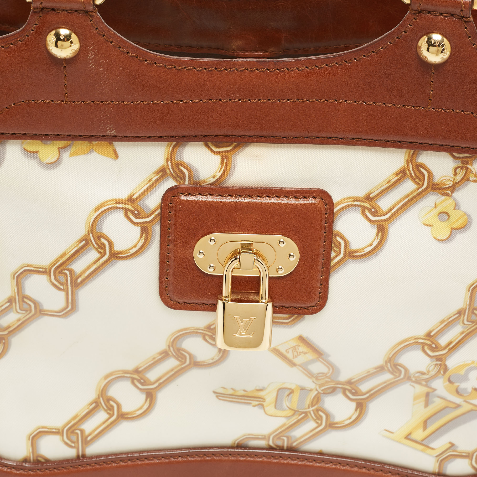 Louis Vuitton Brown/White Monogram Charms Leather And Vinyl Linda Bag