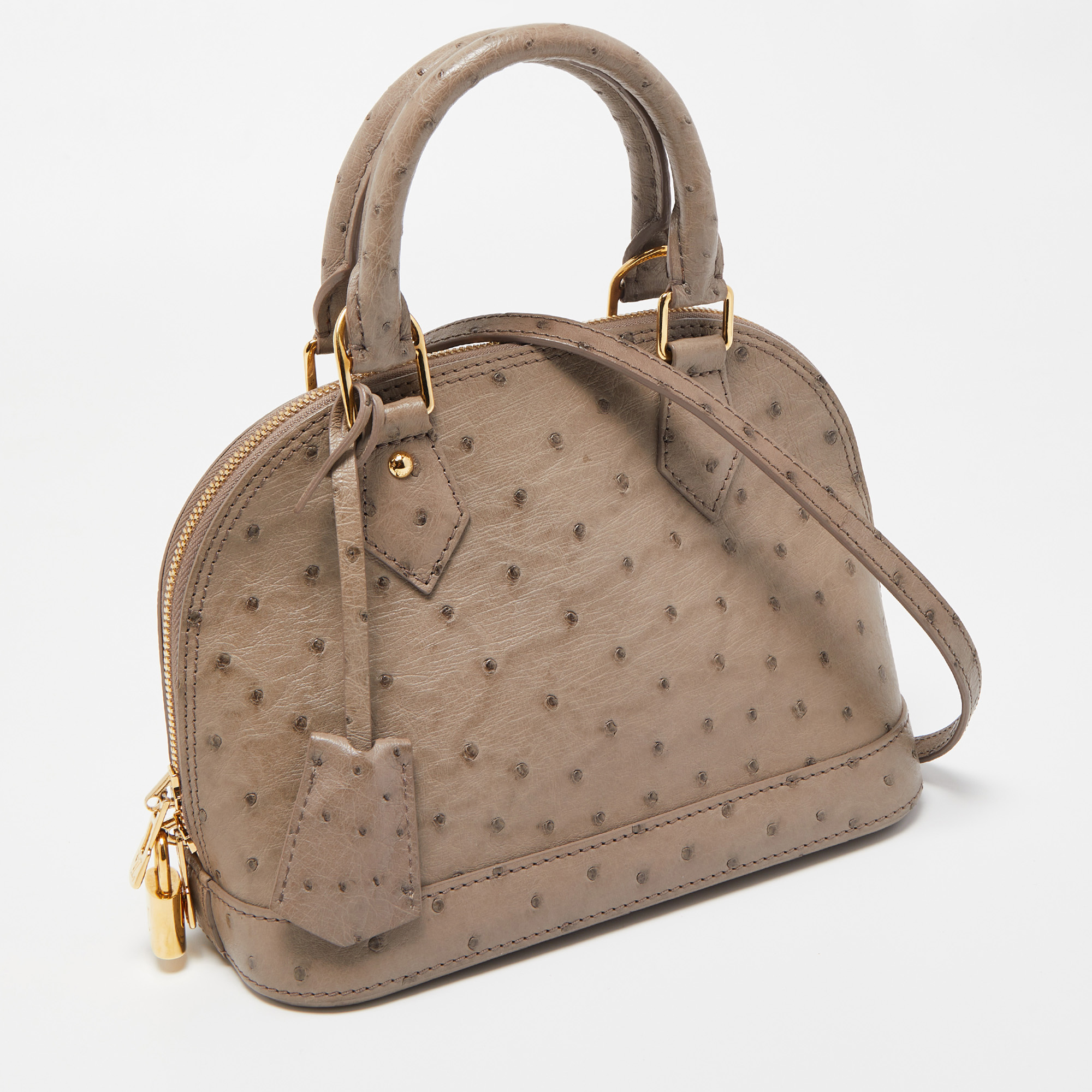 Louis Vuitton Grey Ostrich Alma BB Bag