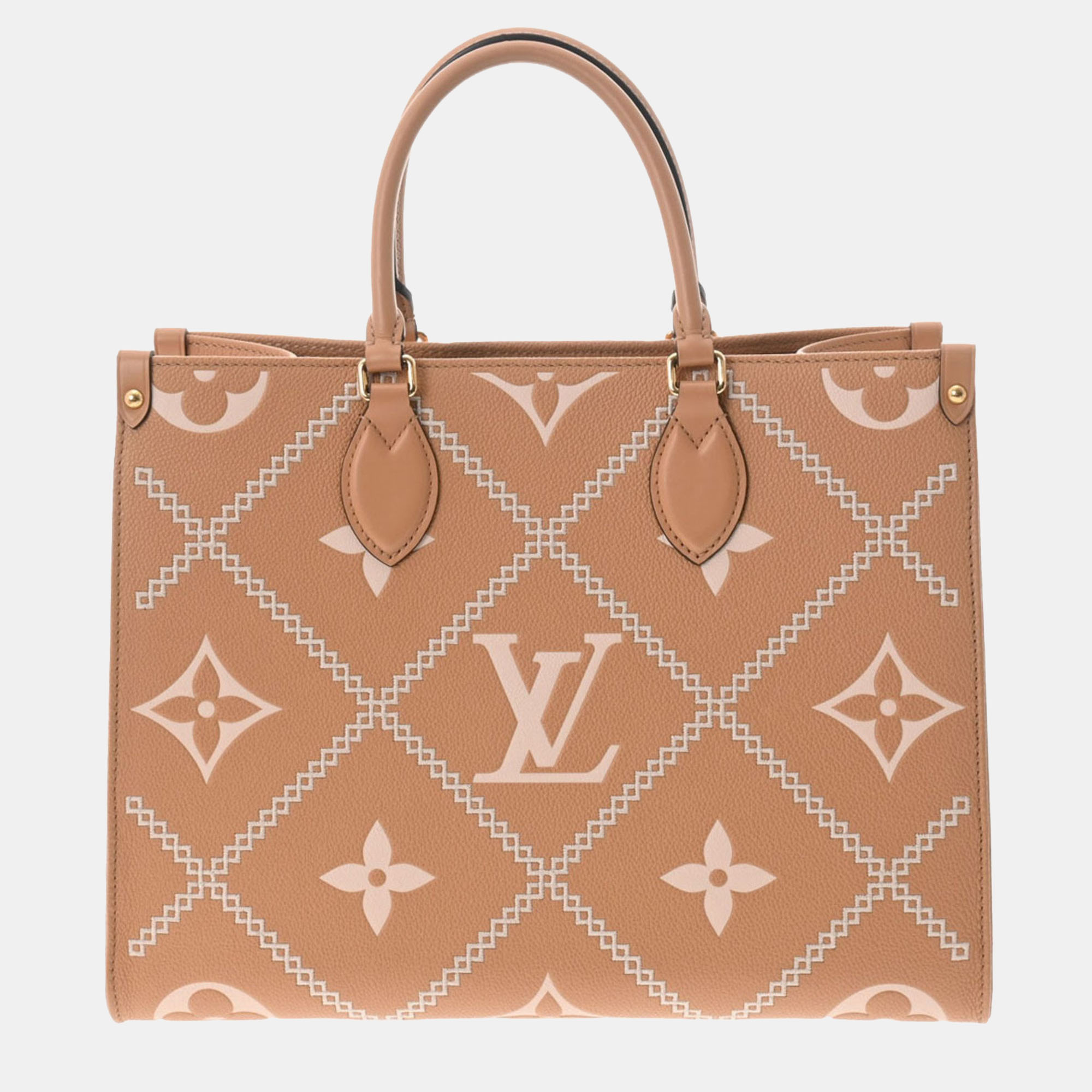 Louis Vuitton Orange Leather Monogram Empreinte Broderies Onthego MM Tote Bag