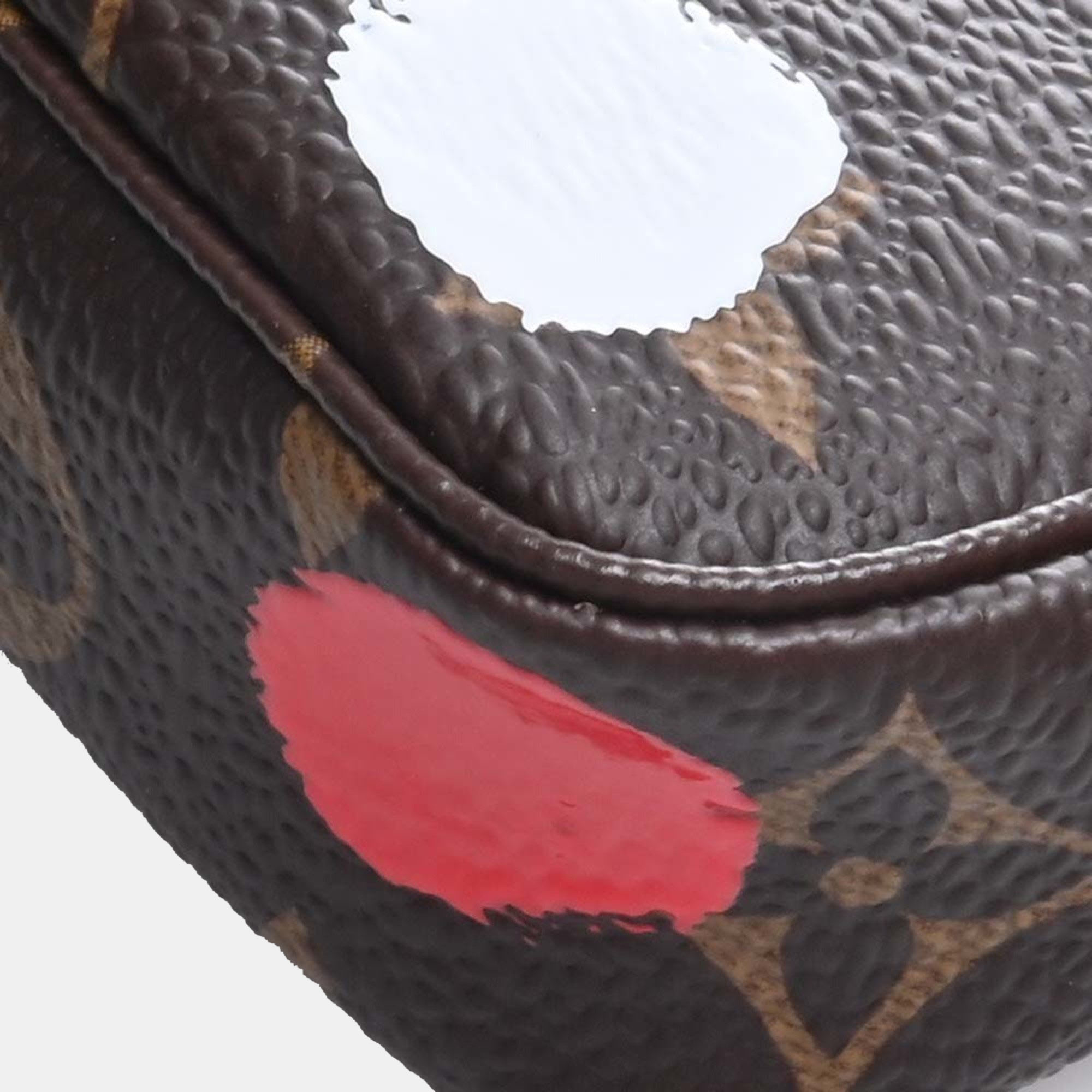 Louis Vuitton Brown Monogram Polka Dot Canvas Pochette Accessoires Clutch Bag
