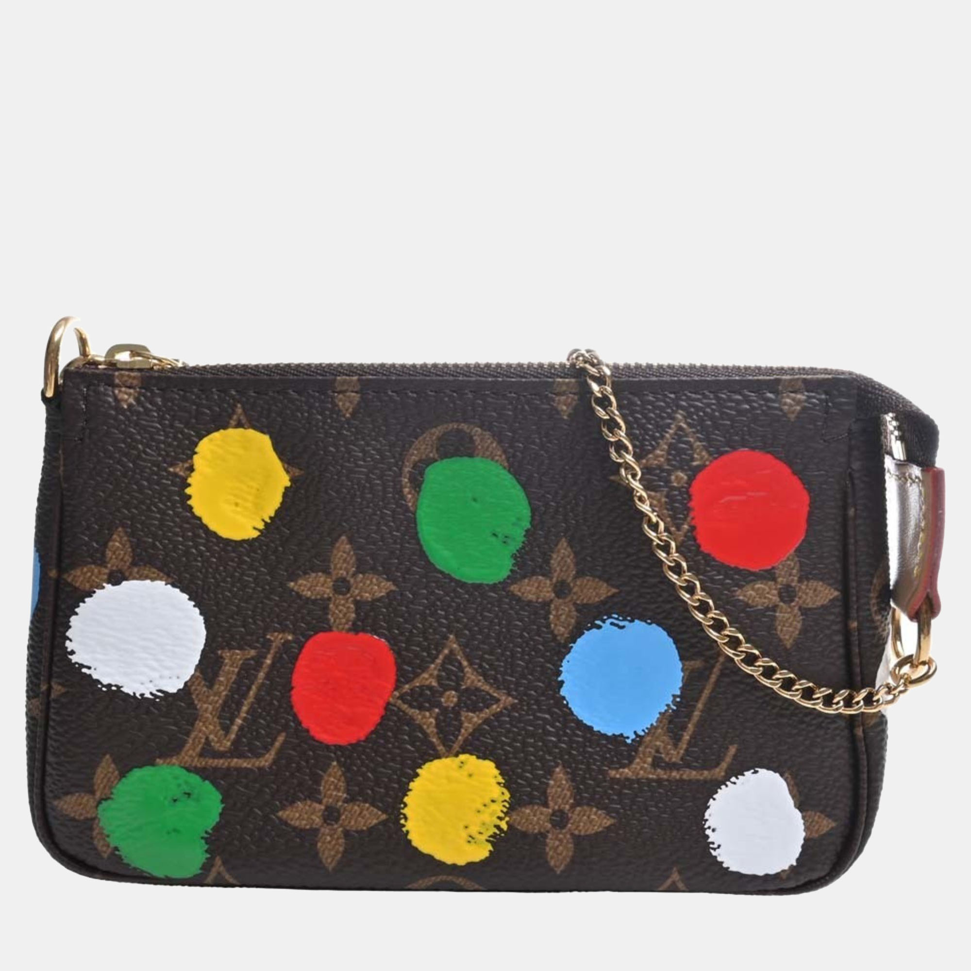 Louis Vuitton Brown Monogram Polka Dot Canvas Pochette Accessoires Clutch Bag