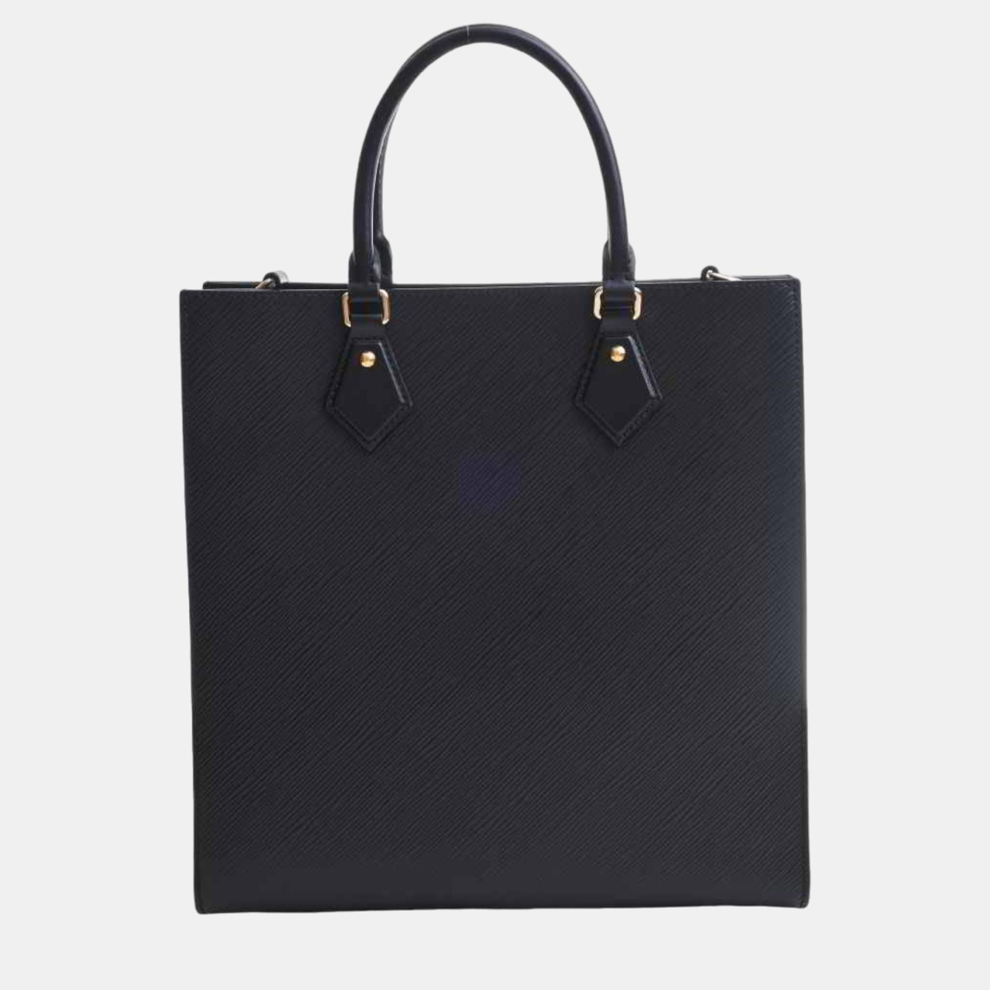 

Louis Vuitton Black Epi Leather Sac Plat PM Tote Bag