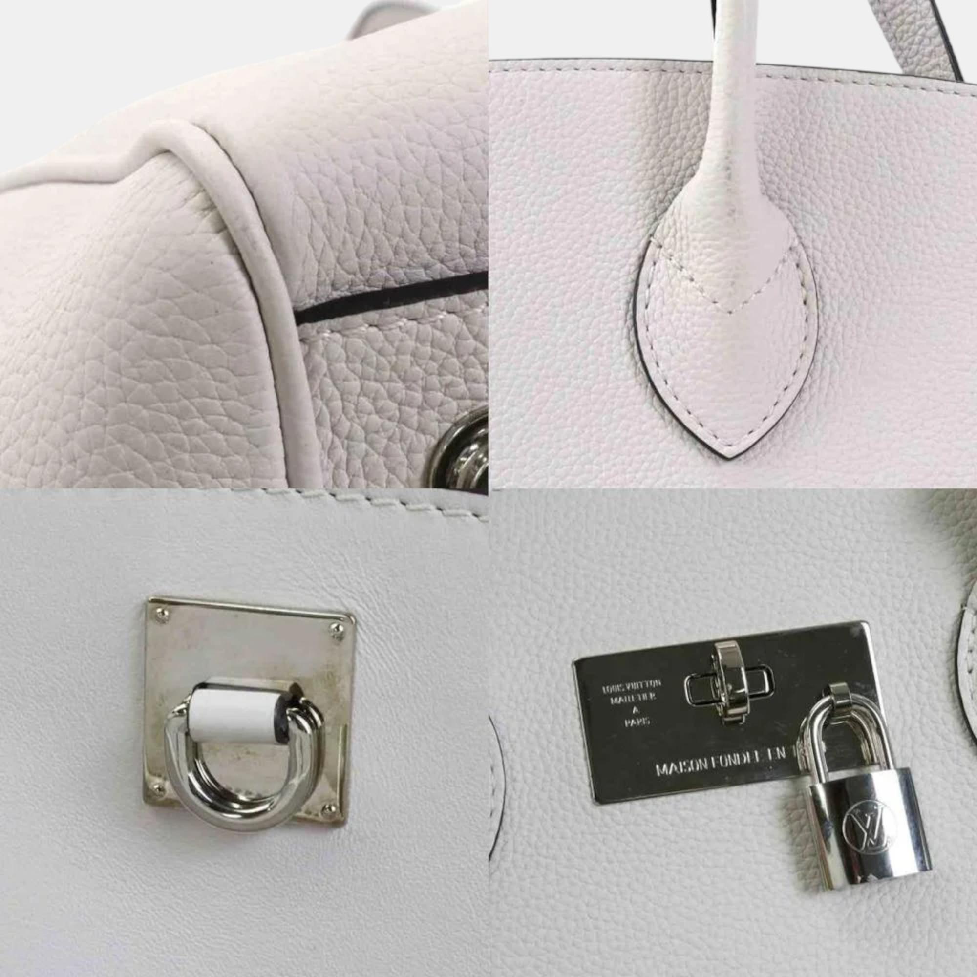 Louis Vuitton Silver Leather Milla MM Satchel Bag