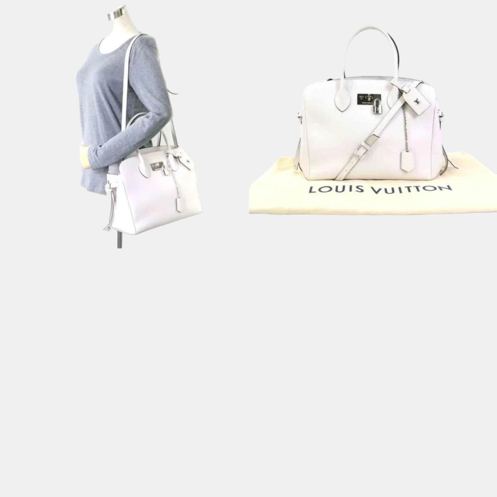 Louis Vuitton Silver Leather Milla MM Satchel Bag