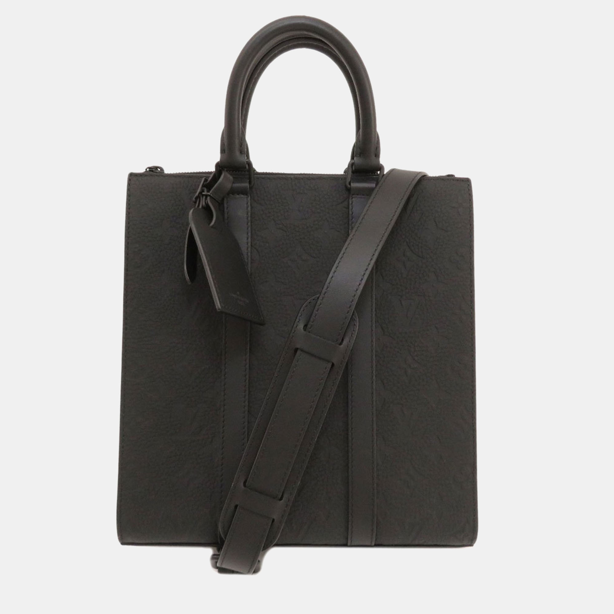 Louis vuitton black taurillon leather sac plat tote bag
