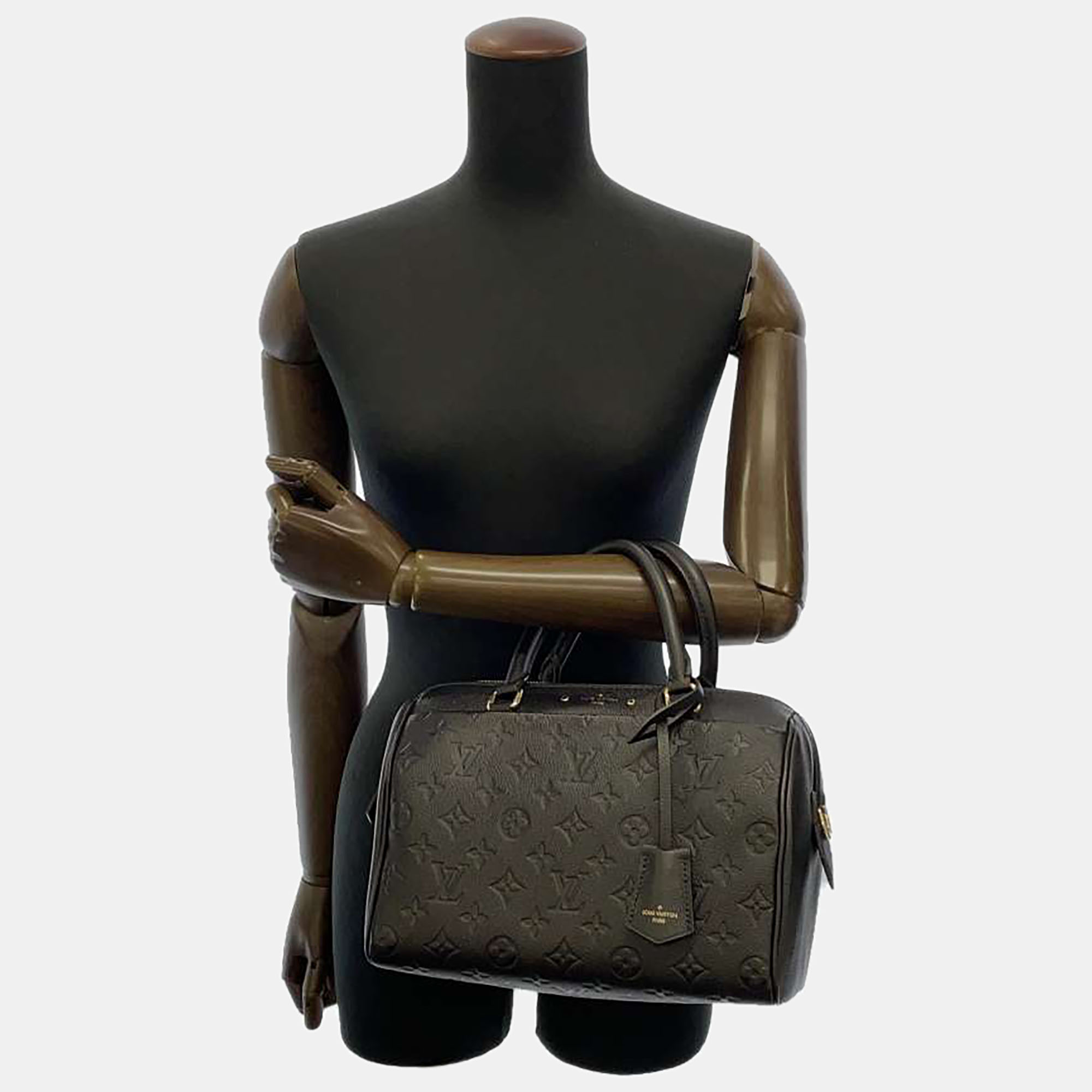 Louis Vuitton Black Monogram Empreinte Leather Speedy Bandouliere 25 Satchel