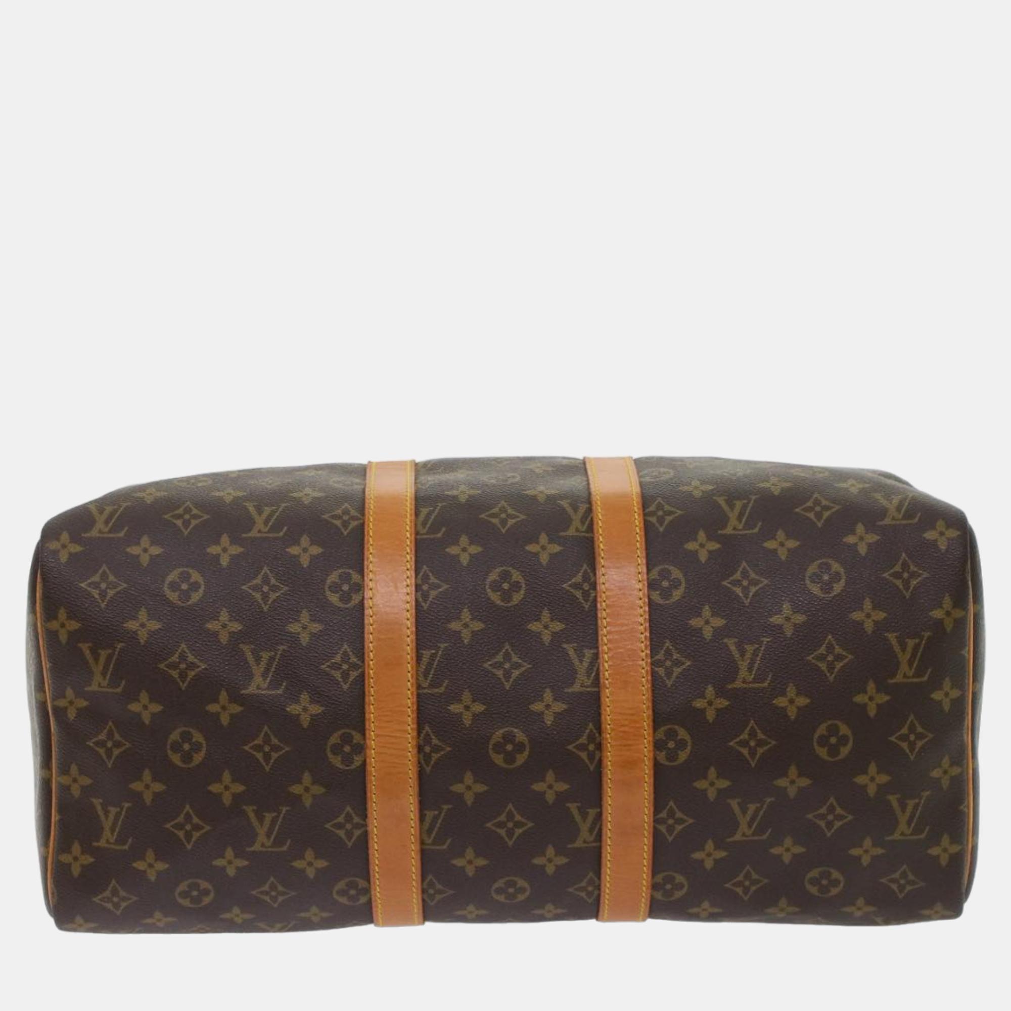 Louis Vuitton Brown Canvas Keepall 45 Travel Bag