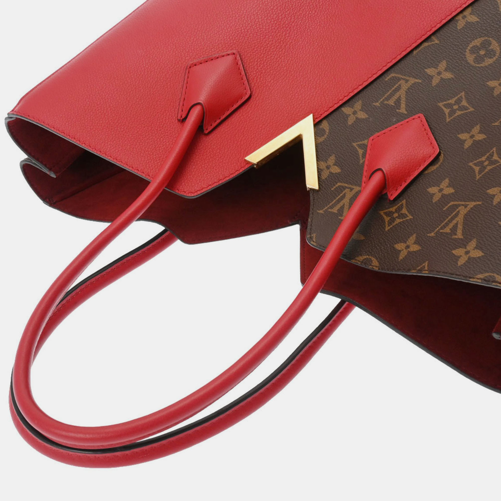 Louis Vuitton Red Leather And Monogram Canvas Kimono MM Tote Bag