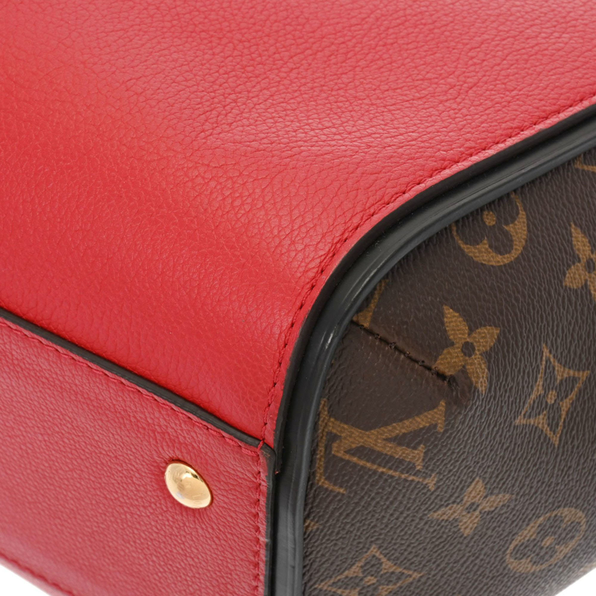 Louis Vuitton Red Leather And Monogram Canvas Kimono MM Tote Bag