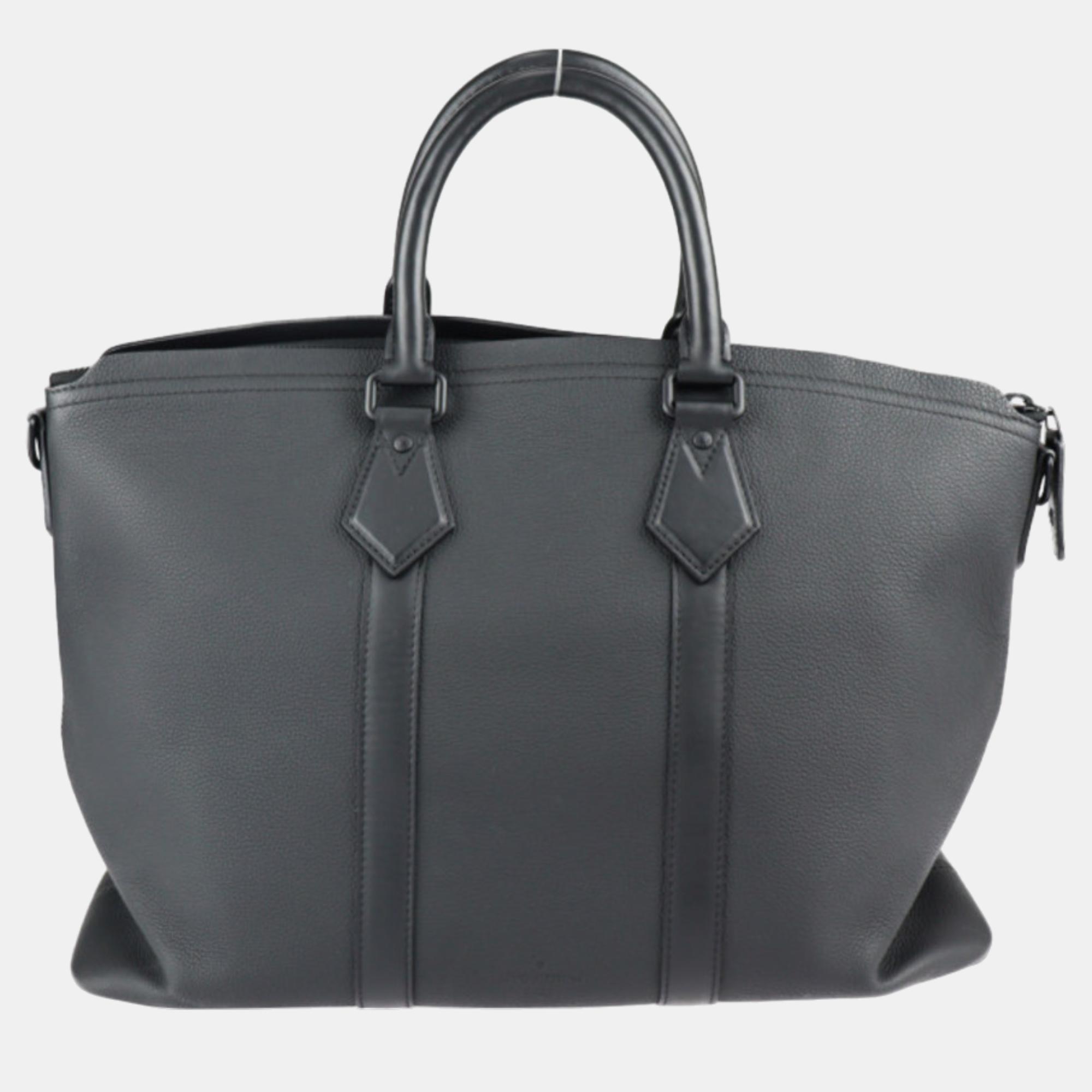 Louis Vuitton Black Leather Aerogram LV Lock It Tote Bag