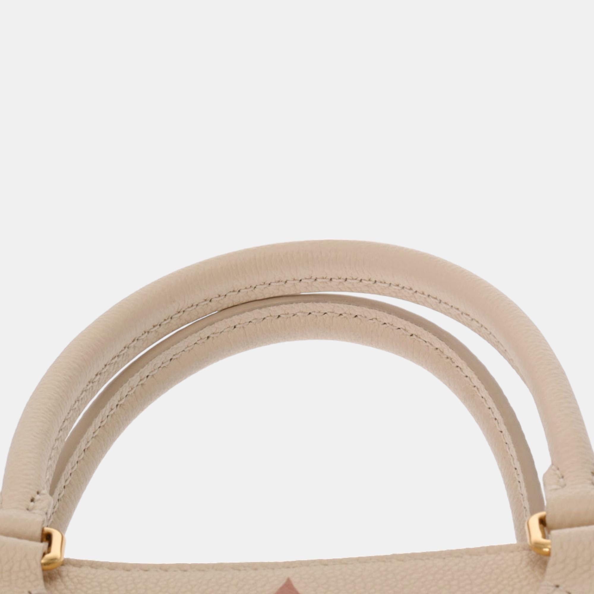 Louis Vuitton Beige Empreinte Monogram Giant Leather OnTheGo MM Tote Bag