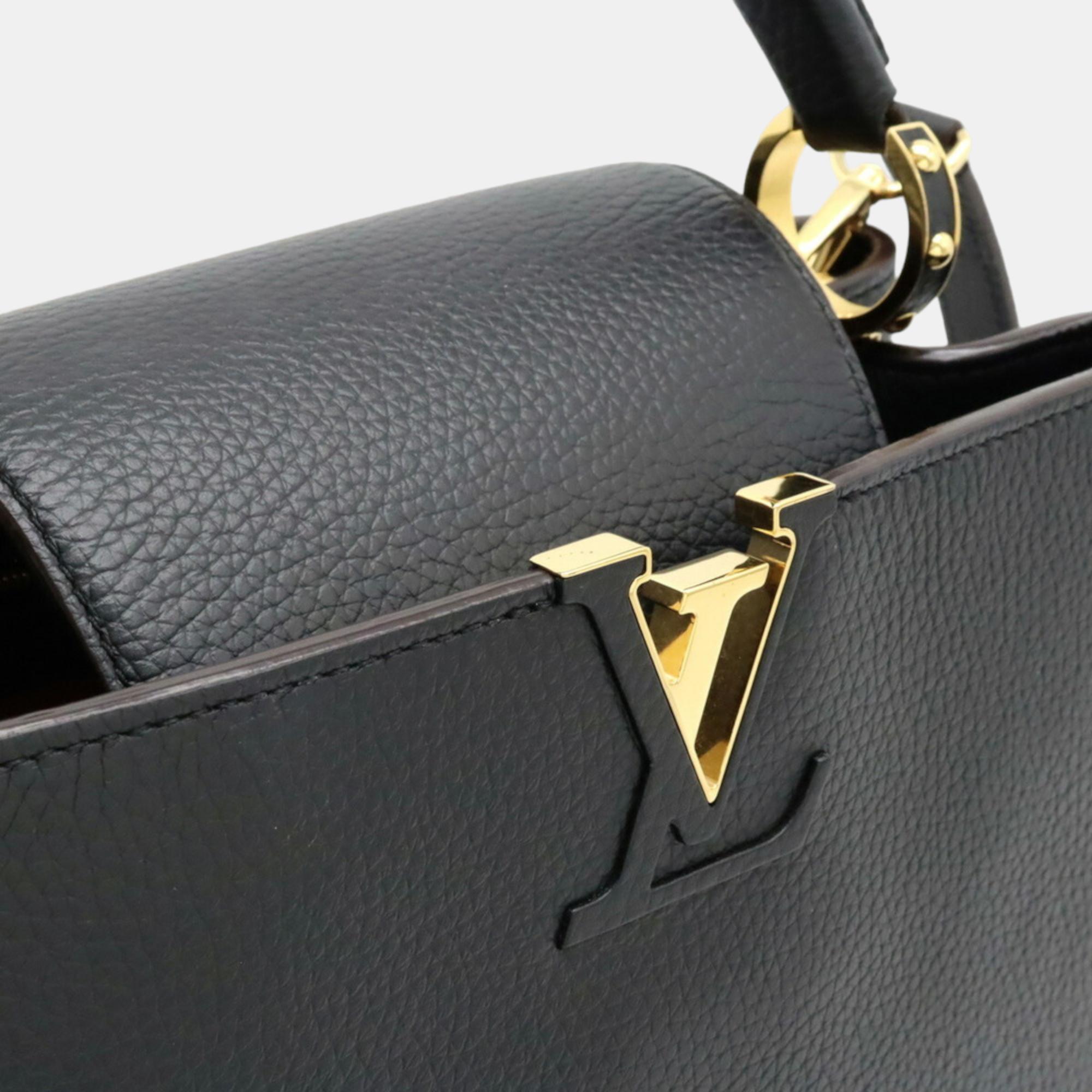 Louis Vuitton Black Taurillon Leather Capucines MM Top Handle Bag