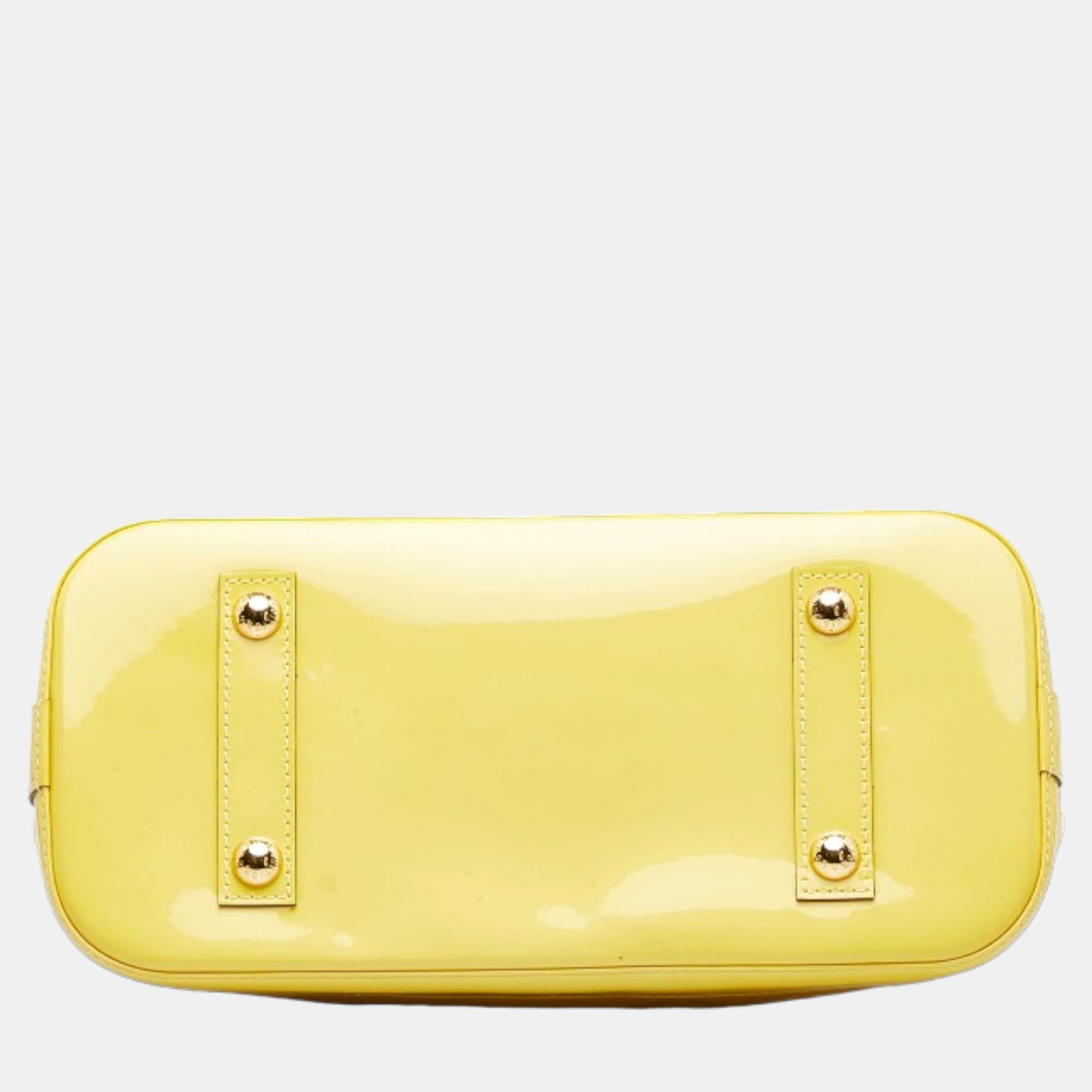Louis Vuitton Yellow Monogram Vernis Alma PM Handbag