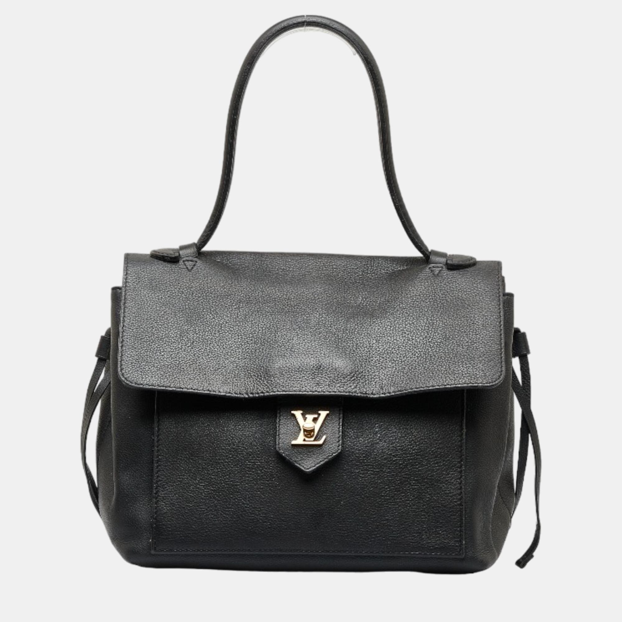 Louis Vuitton Black Leather LockMe Handbag