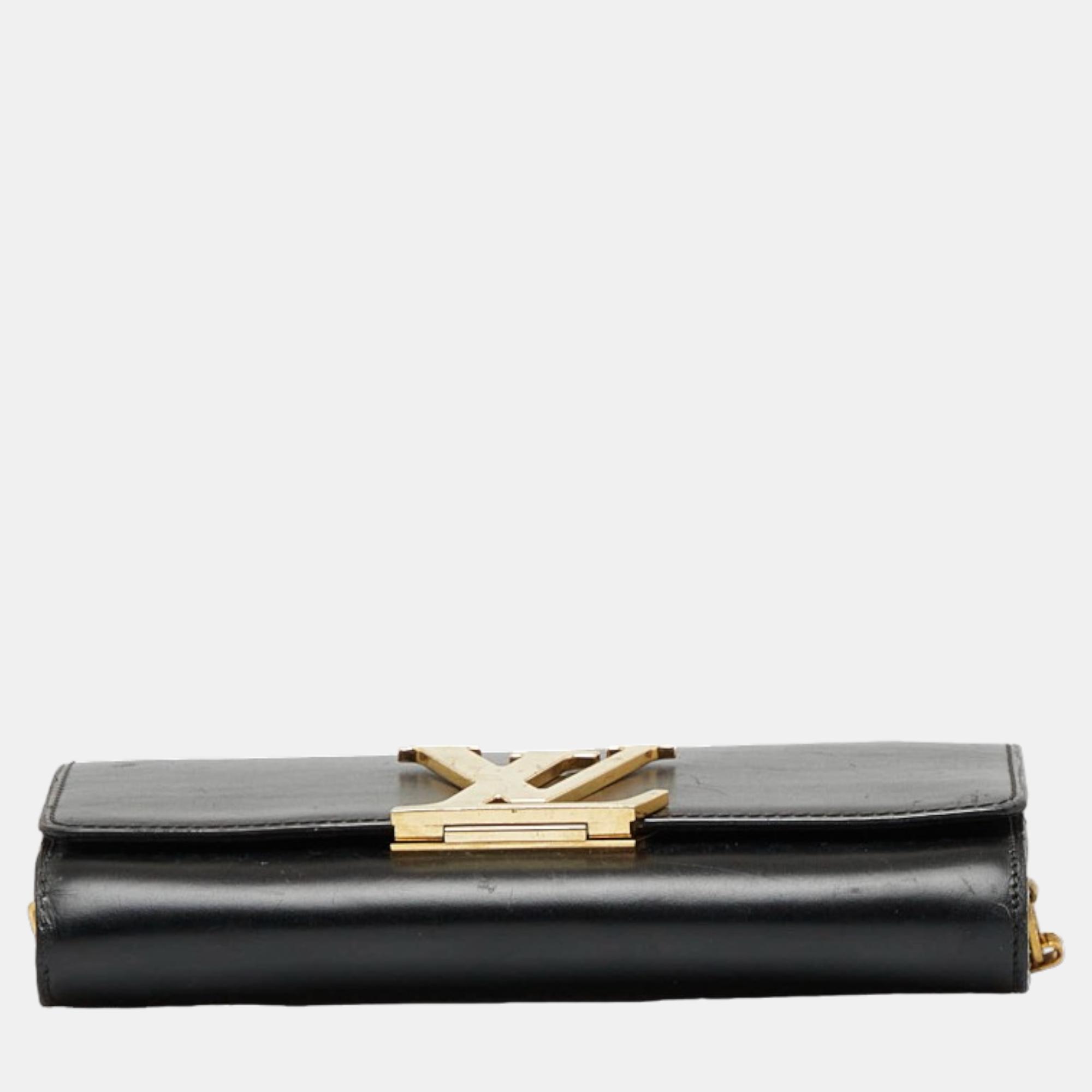 Louis Vuitton Black Leather Chain Louise MM Shoulder Bag