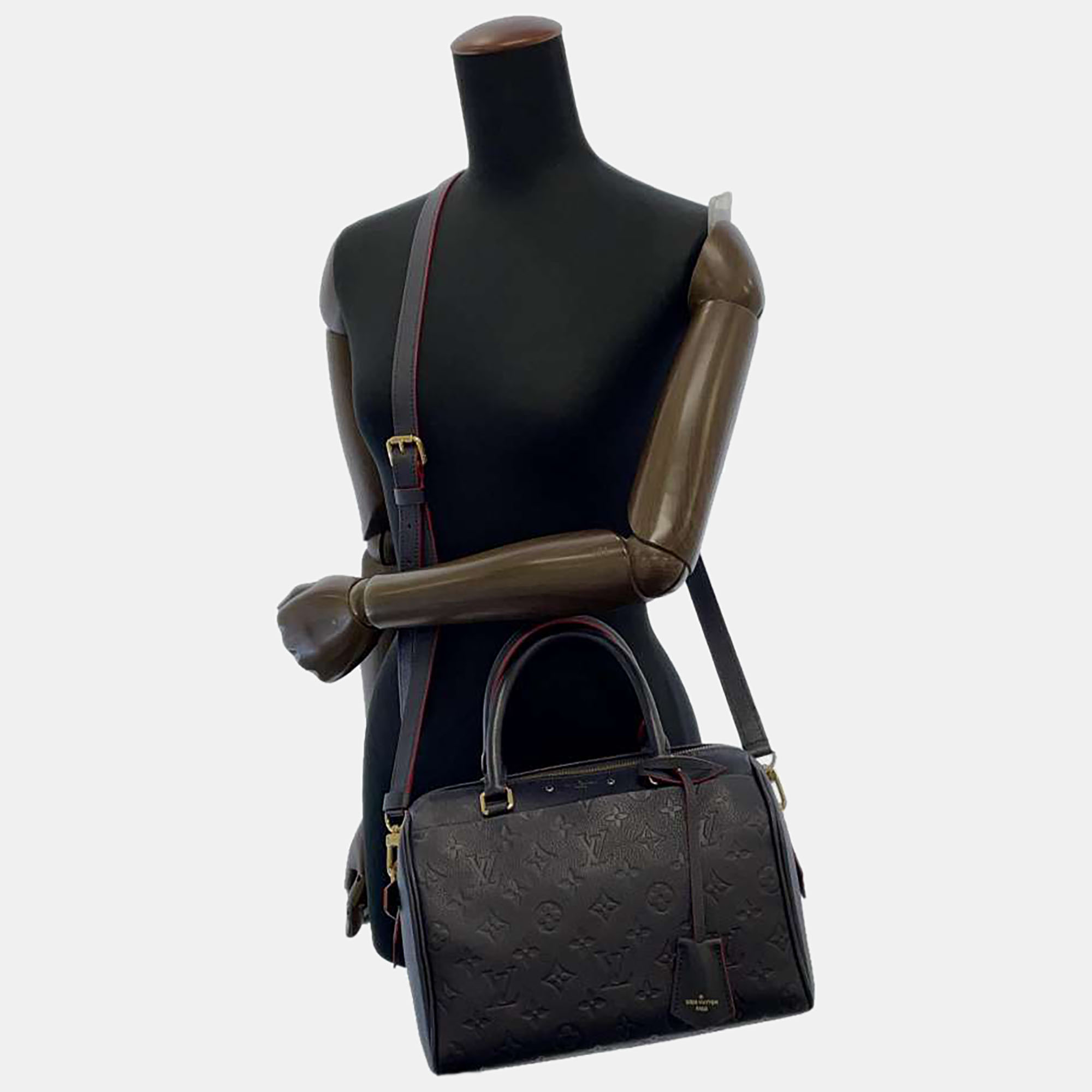 Louis Vuitton Black Monogram Empreinte Leather Speedy Bandouliere 25 Bag