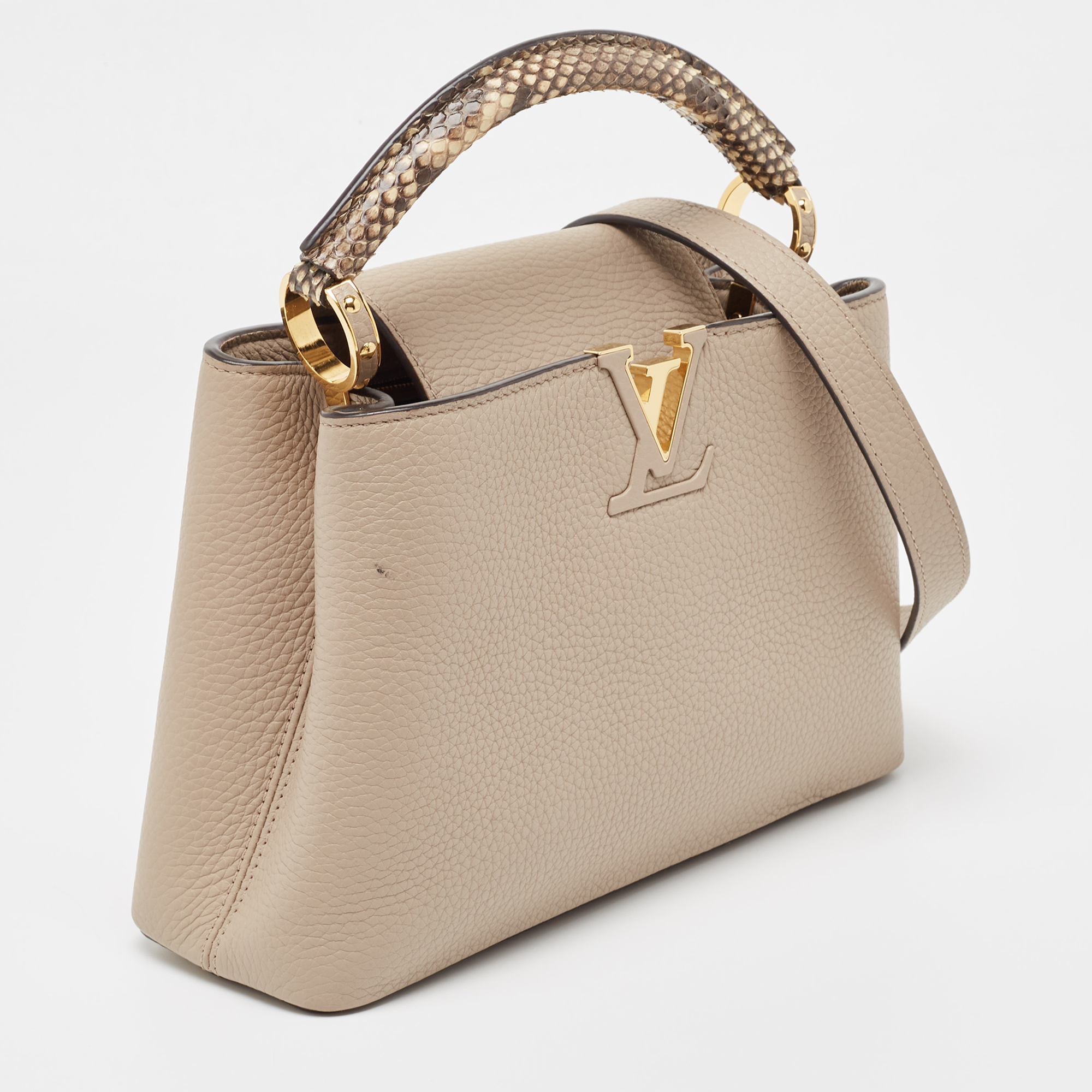 Louis Vuitton Galet Taurillon Leather And Python Capucines BB Bag