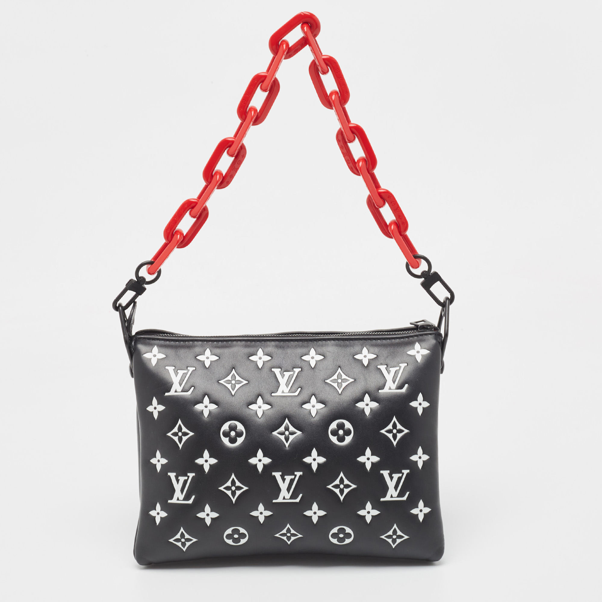 Louis Vuitton Black/White Monogram Embossed Leather Coussin PM Bag