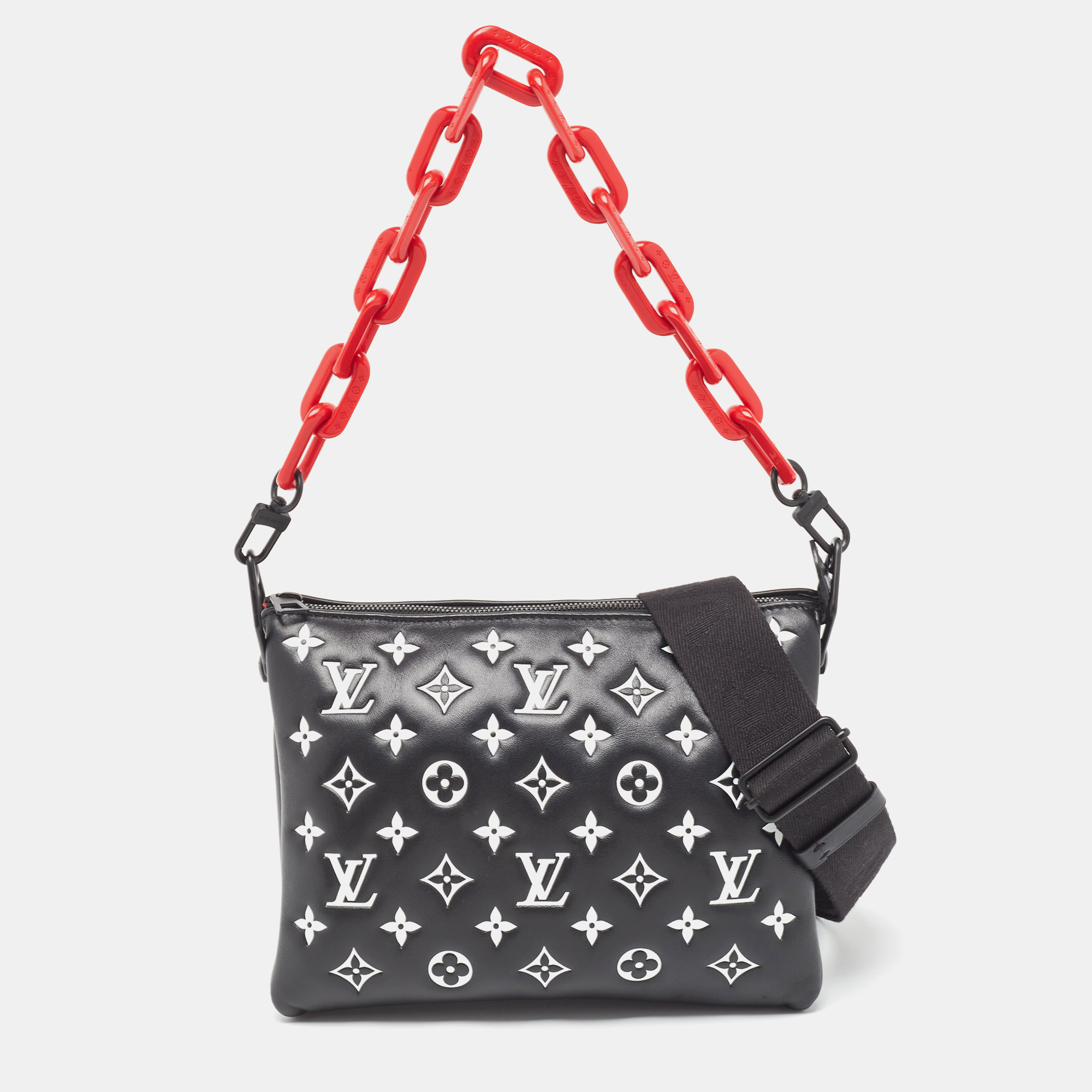 Louis Vuitton Black/White Monogram Embossed Leather Coussin PM Bag