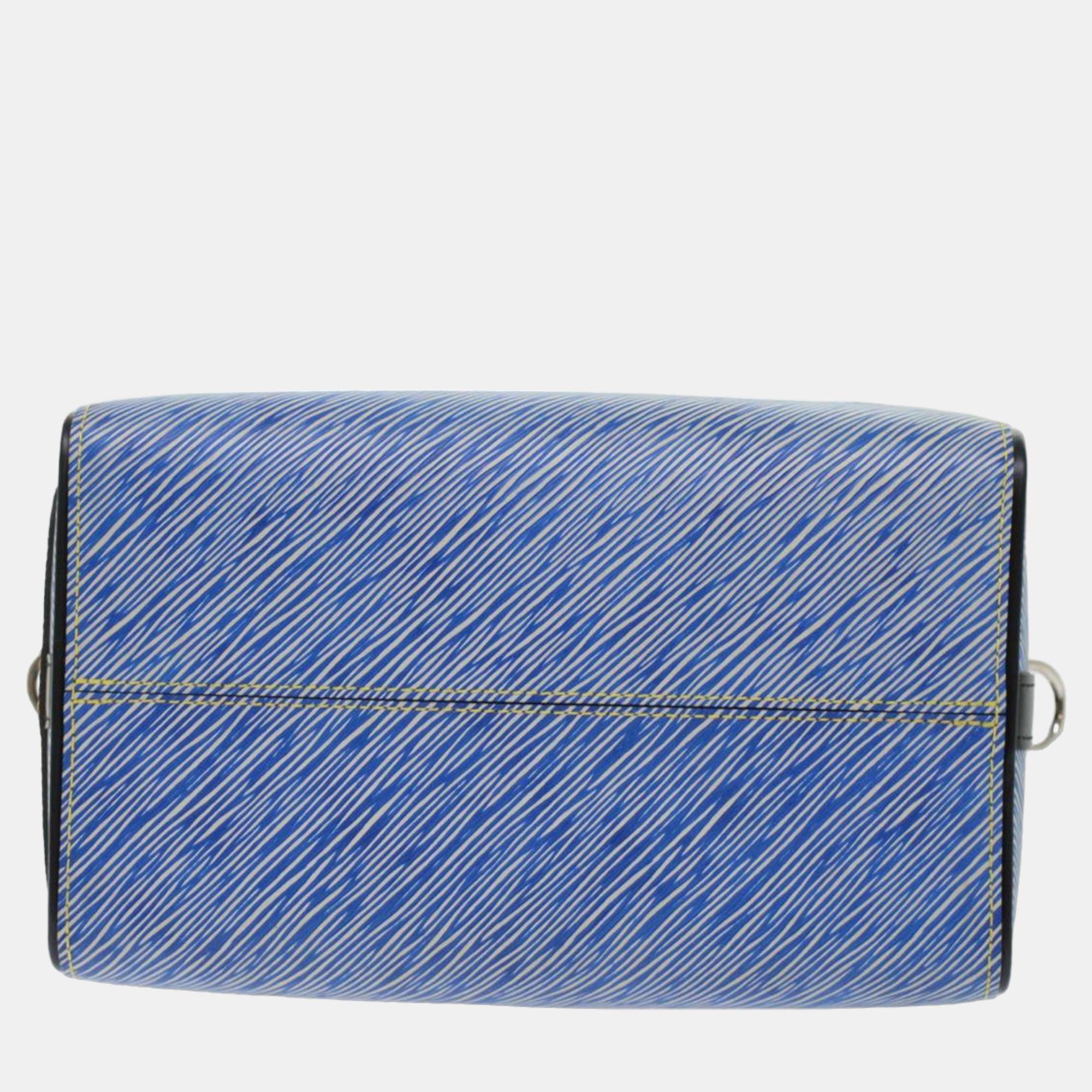 Louis Vuitton Blue Leather Speedy Bag