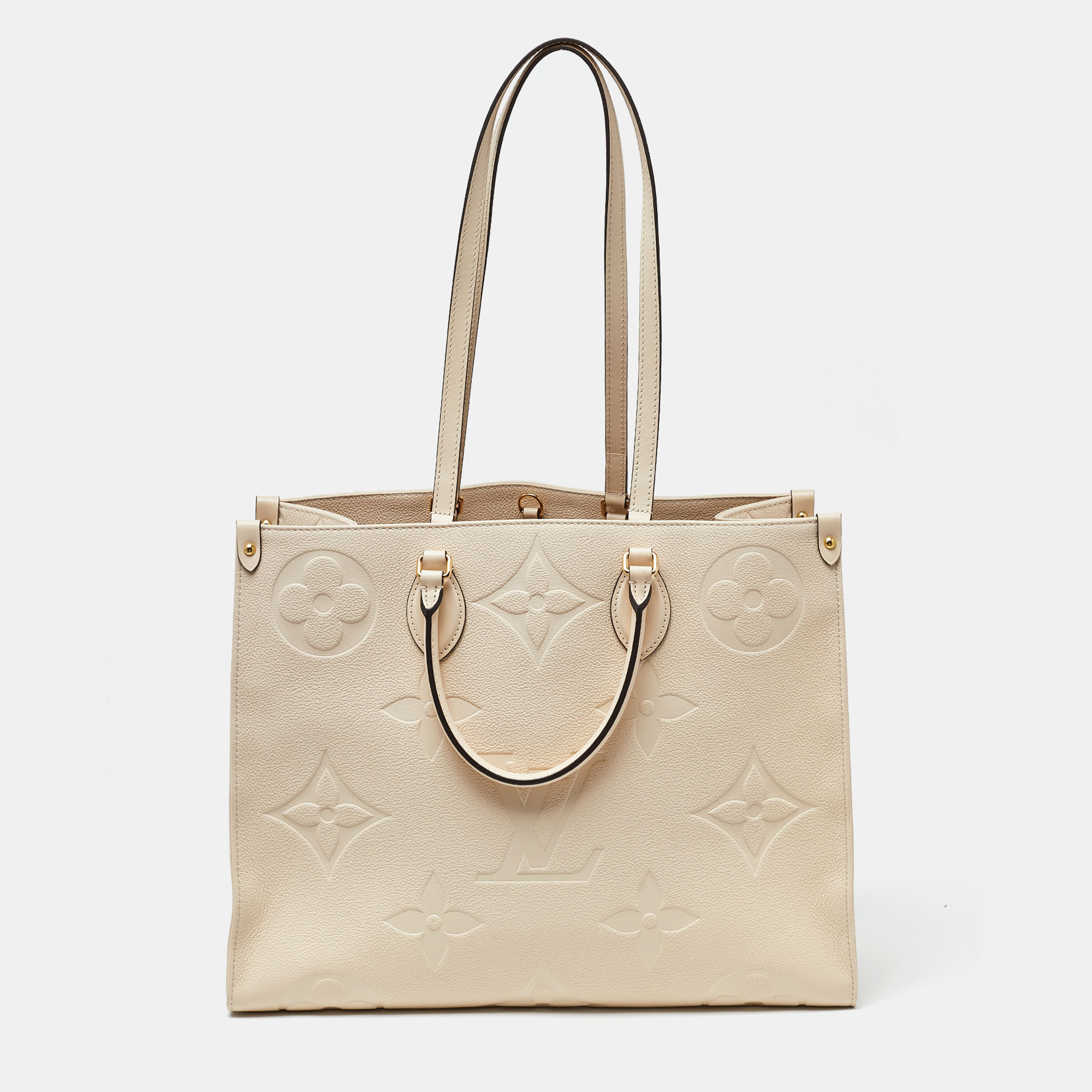 Louis Vuitton Creme Monogram Empreinte Leather Onthego GM Bag