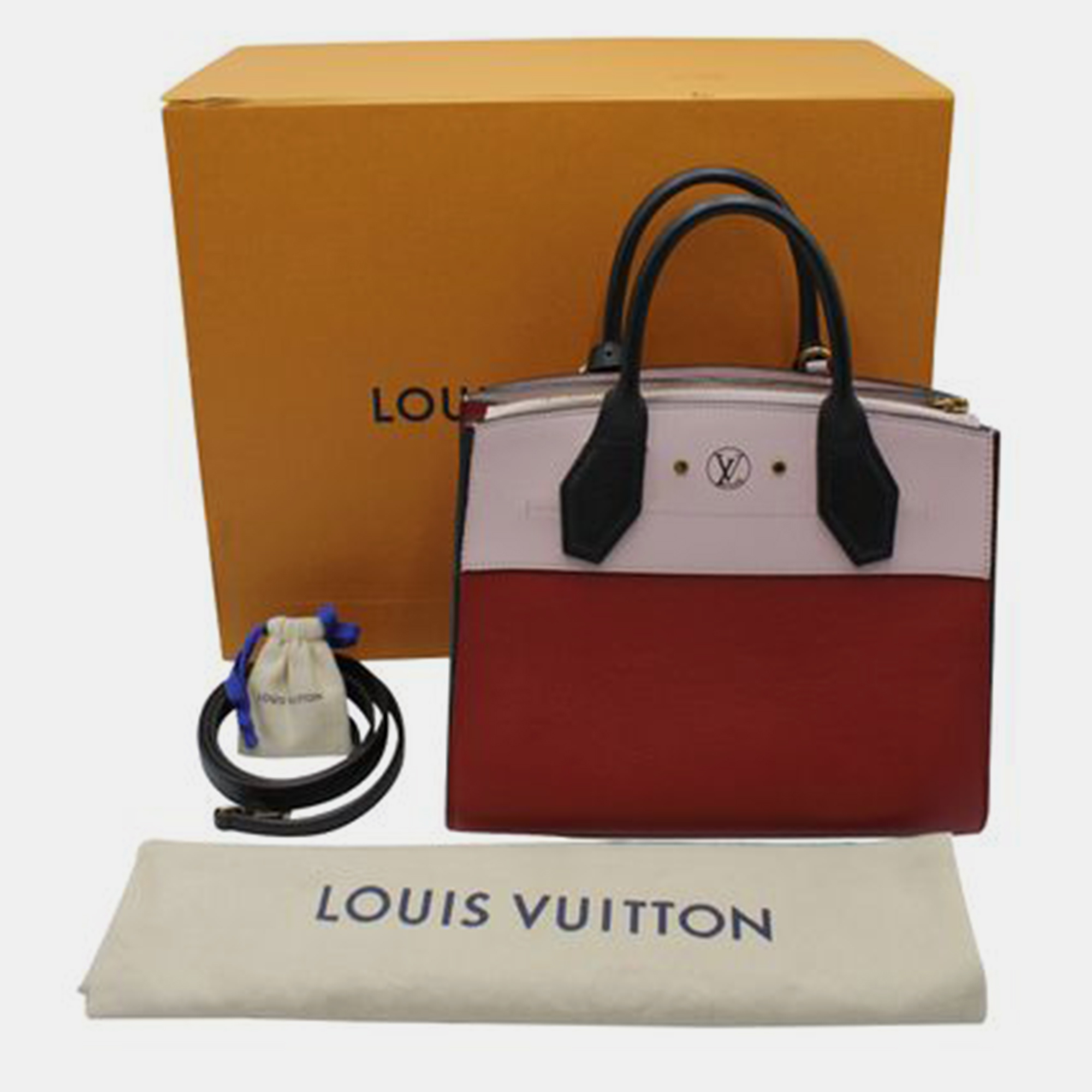 LOUIS VUITTON Red And Pale Pink City Steamer Hand Bag 2017 HANDBAGS