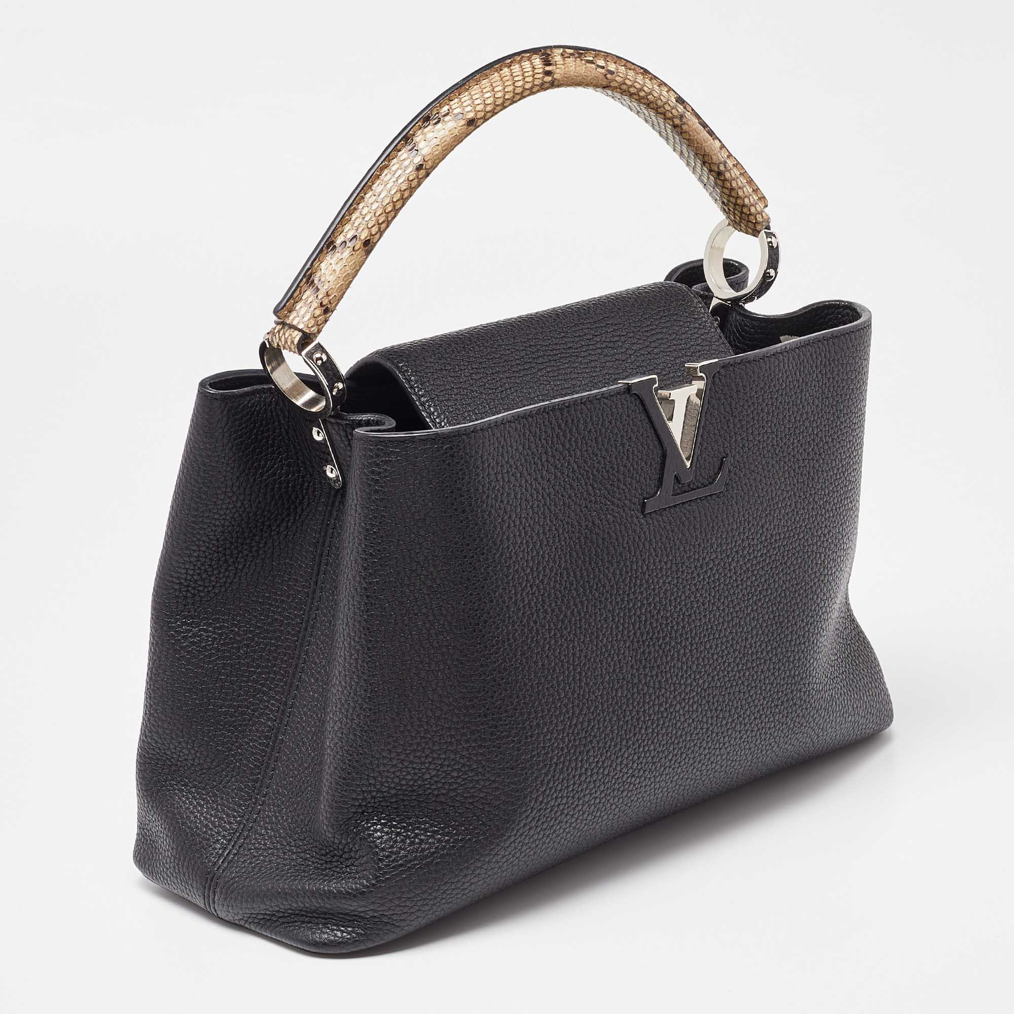 Louis Vuitton Black Leather Capucines MM Bag