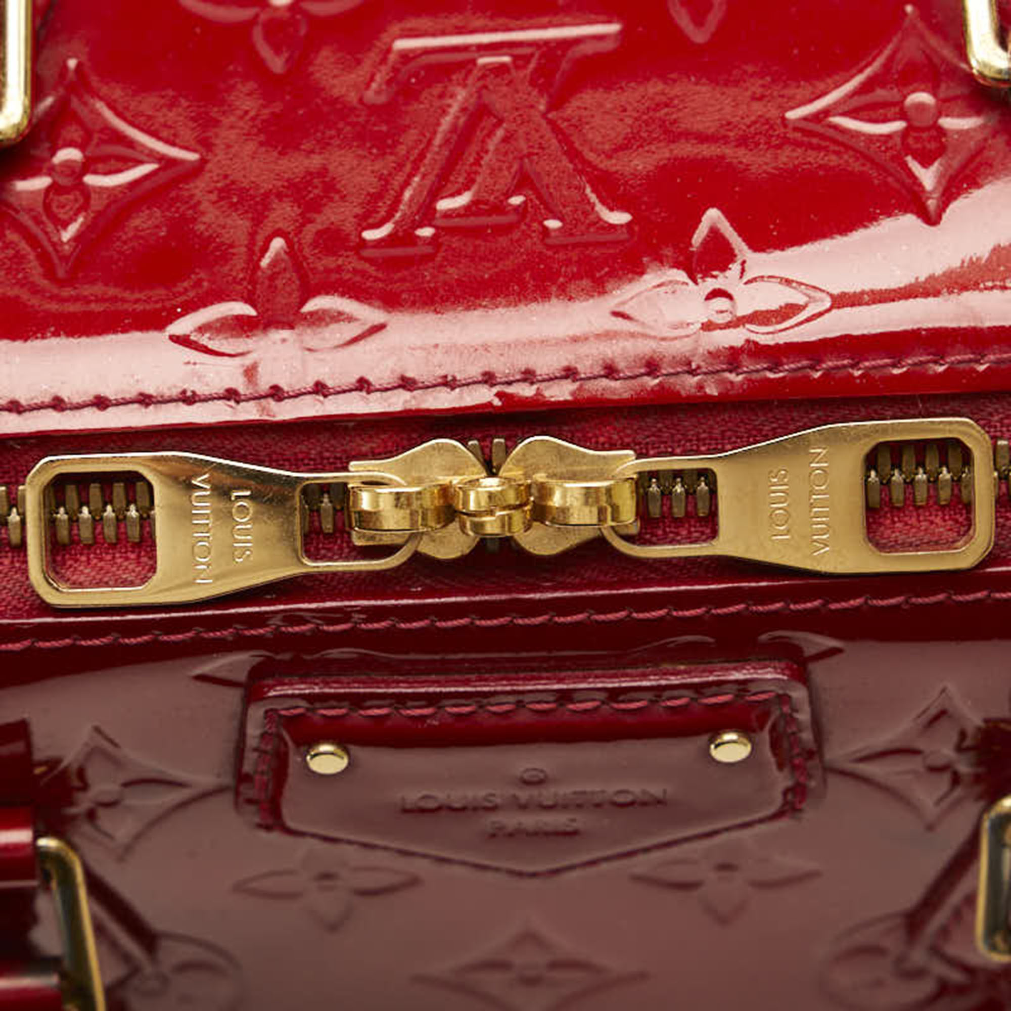 Louis Vuitton Red Leather Monogram Vernis Montana Satchel Bag