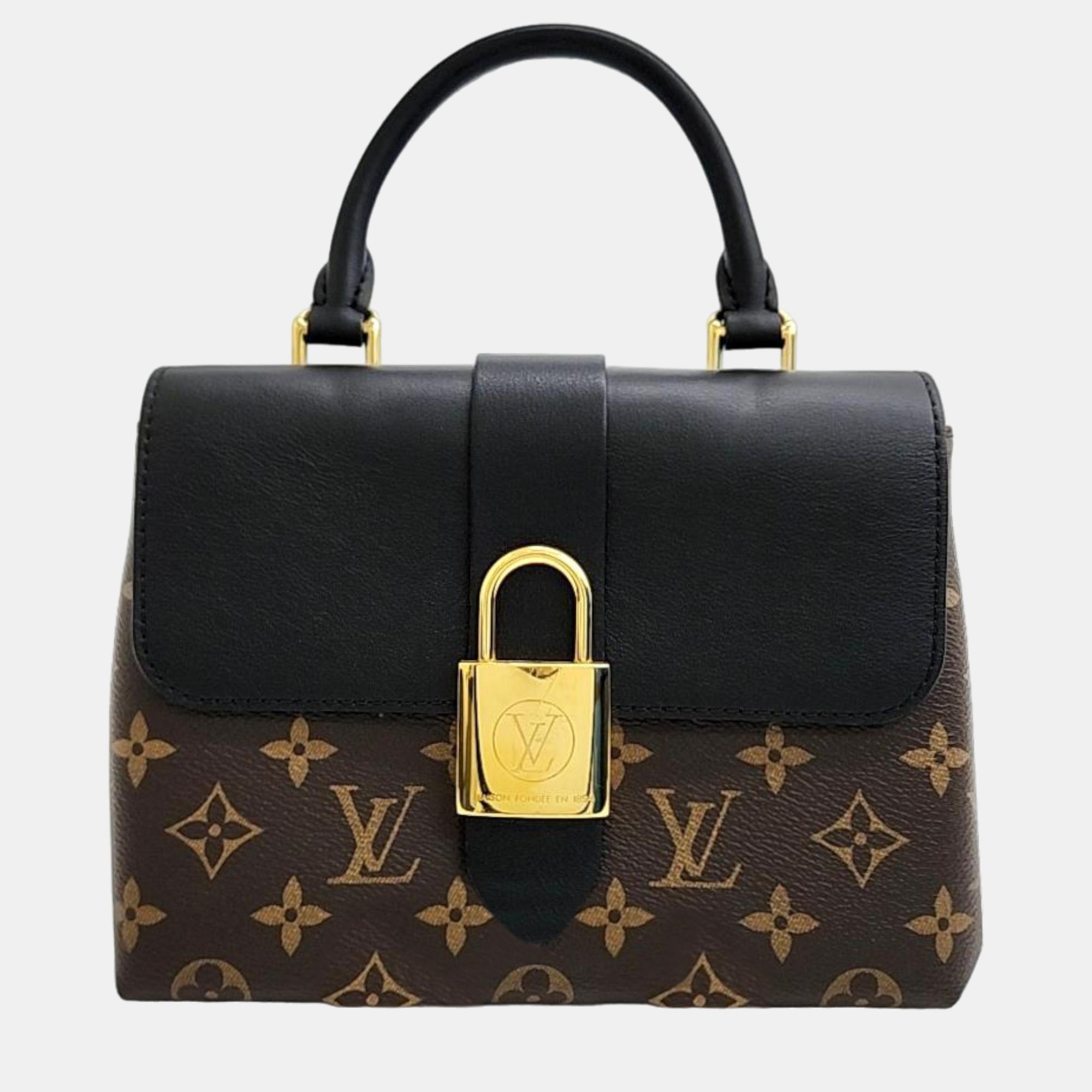 Louis vuitton black/brown canvas and leather rocky bb top handle bag