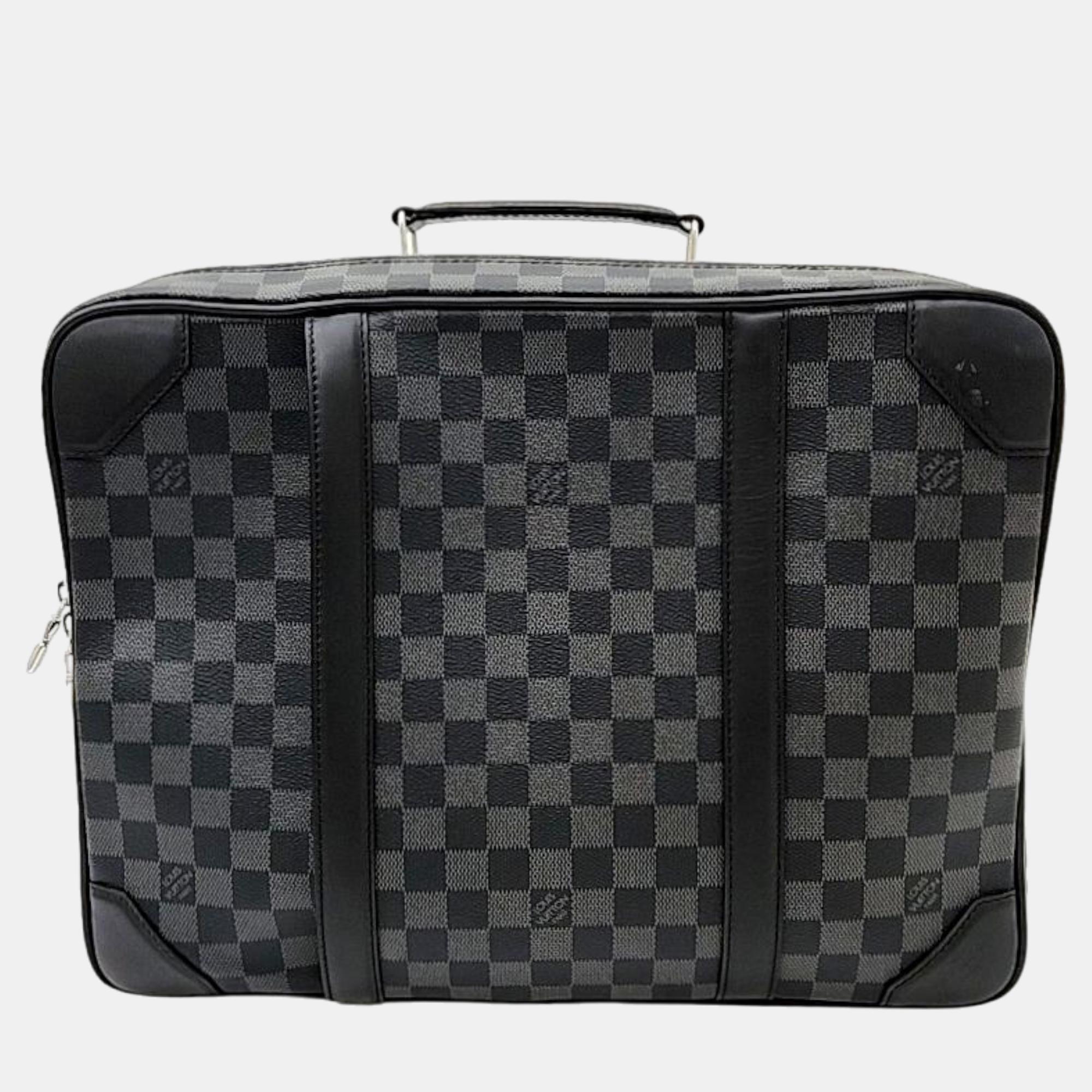 Louis vuitton black damier graphite canvas & calfskin leather briefcase backpack