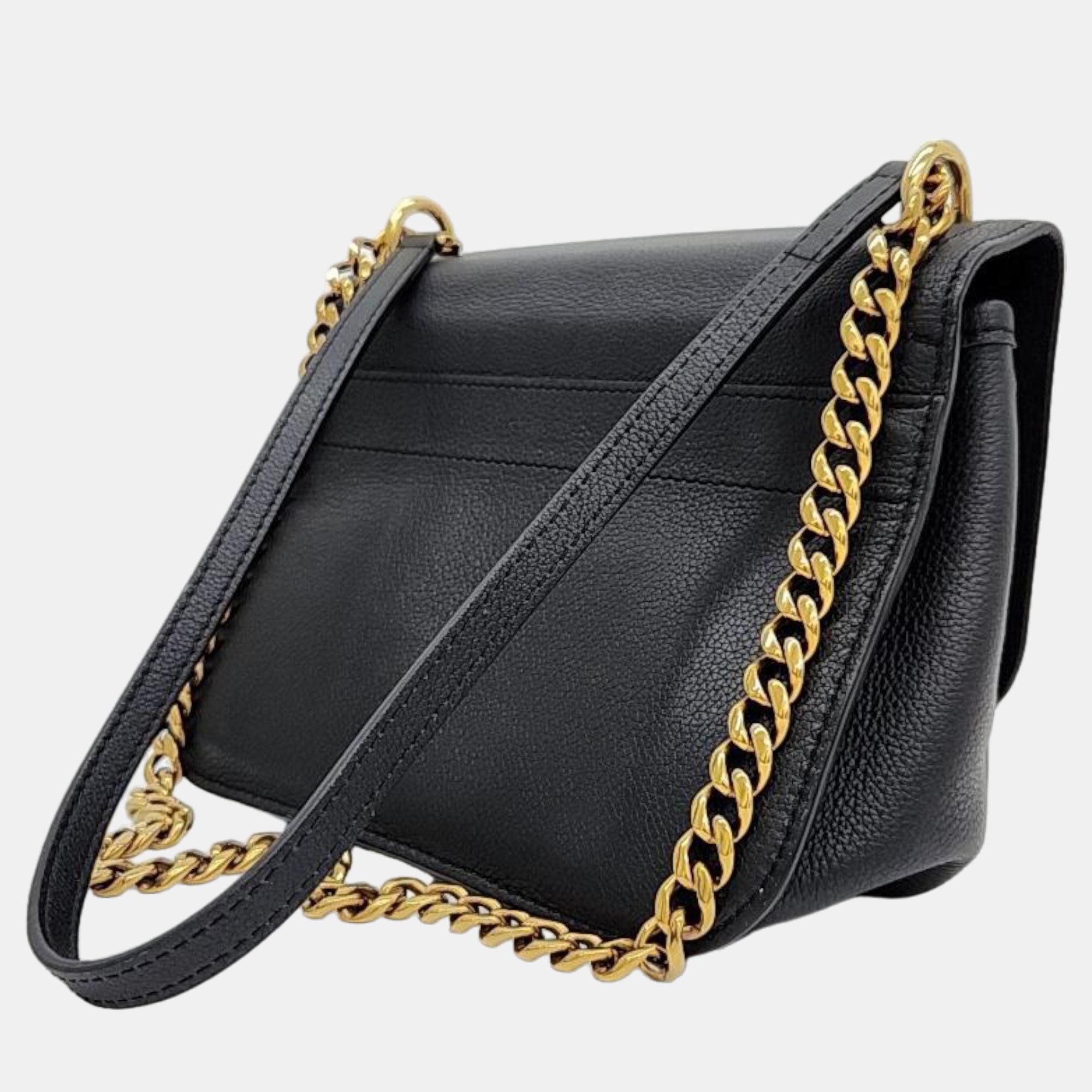 Louis Vuitton Black Leather Lock Me Chain Crossbody Bag