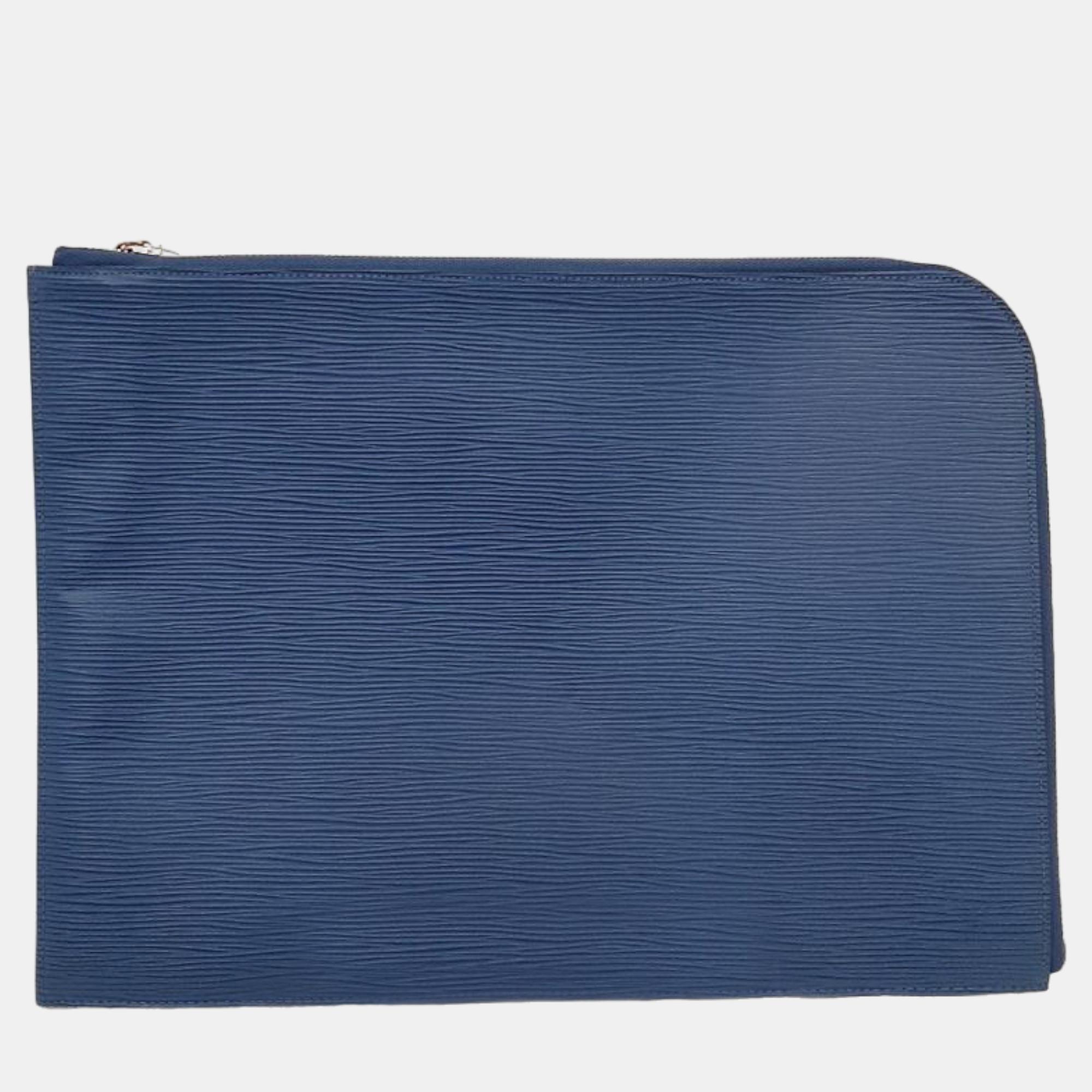 Louis vuitton blue epi leather pochette jour gm clutch bag