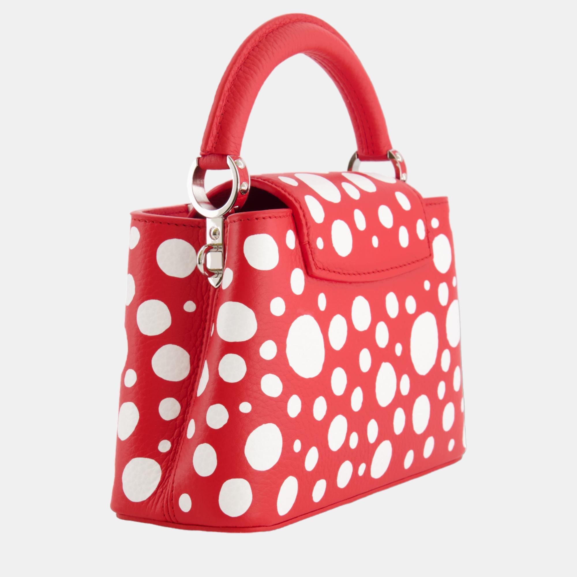 Louis Vuitton X Yayoi Kusama Red And White Mini Capucines Bag With Silver Hardware