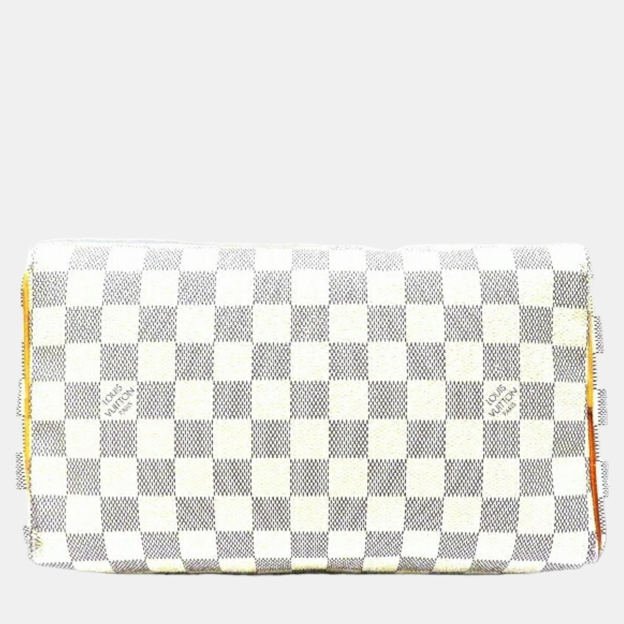 Louis Vuitton White Canvas Damier Azur Speedy 25 Handbag
