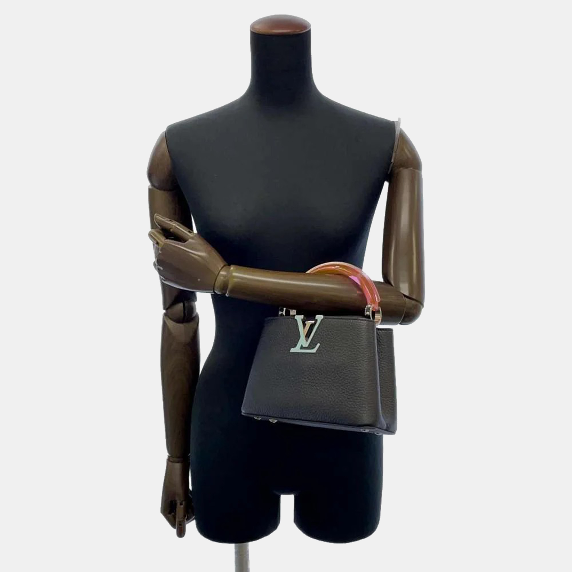 Louis Vuitton Black Taurillon Leather Plexiglas Capucines Mini Bag