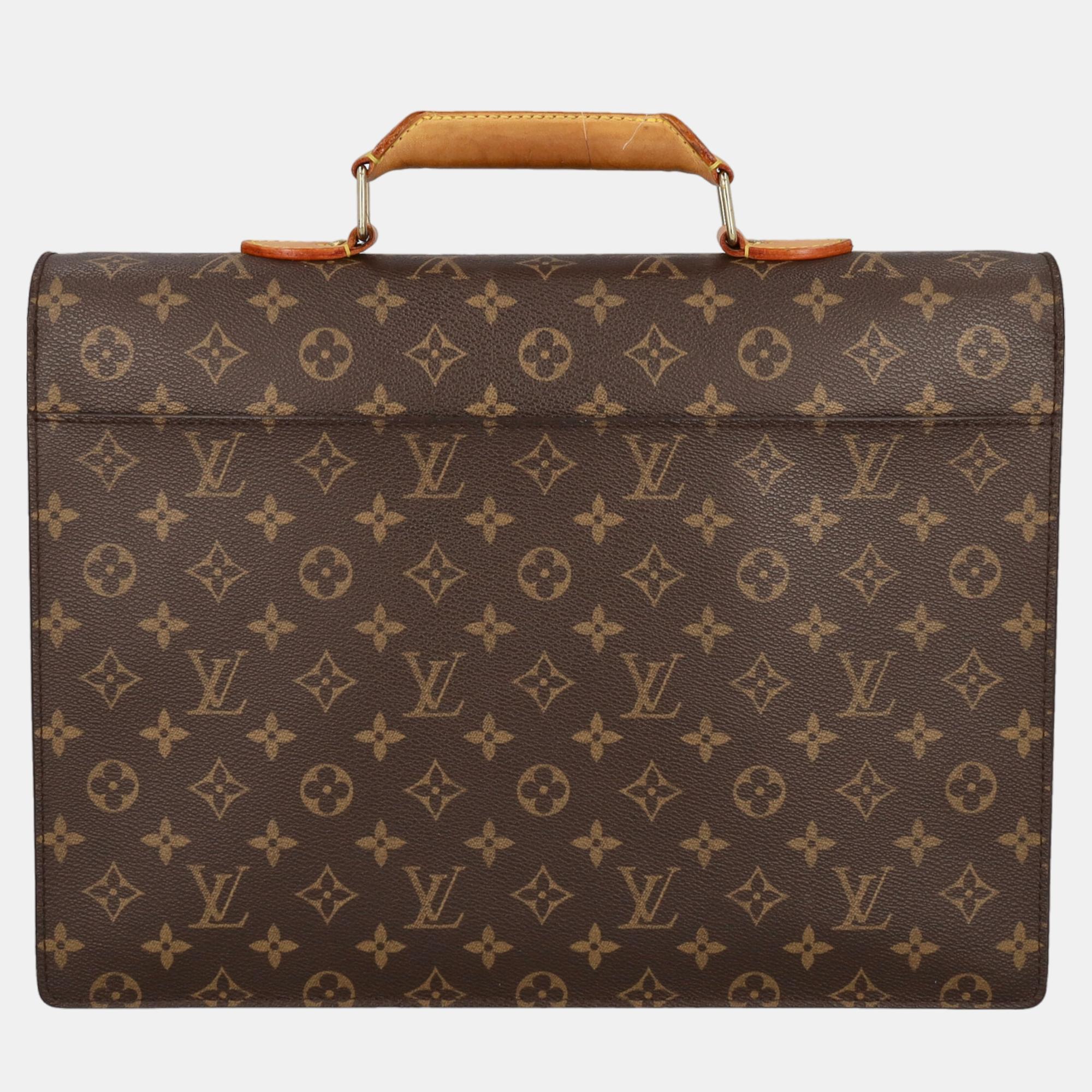 Louis Vuitton  Women's Synthetic Fibers Briefcase - Beige - One Size