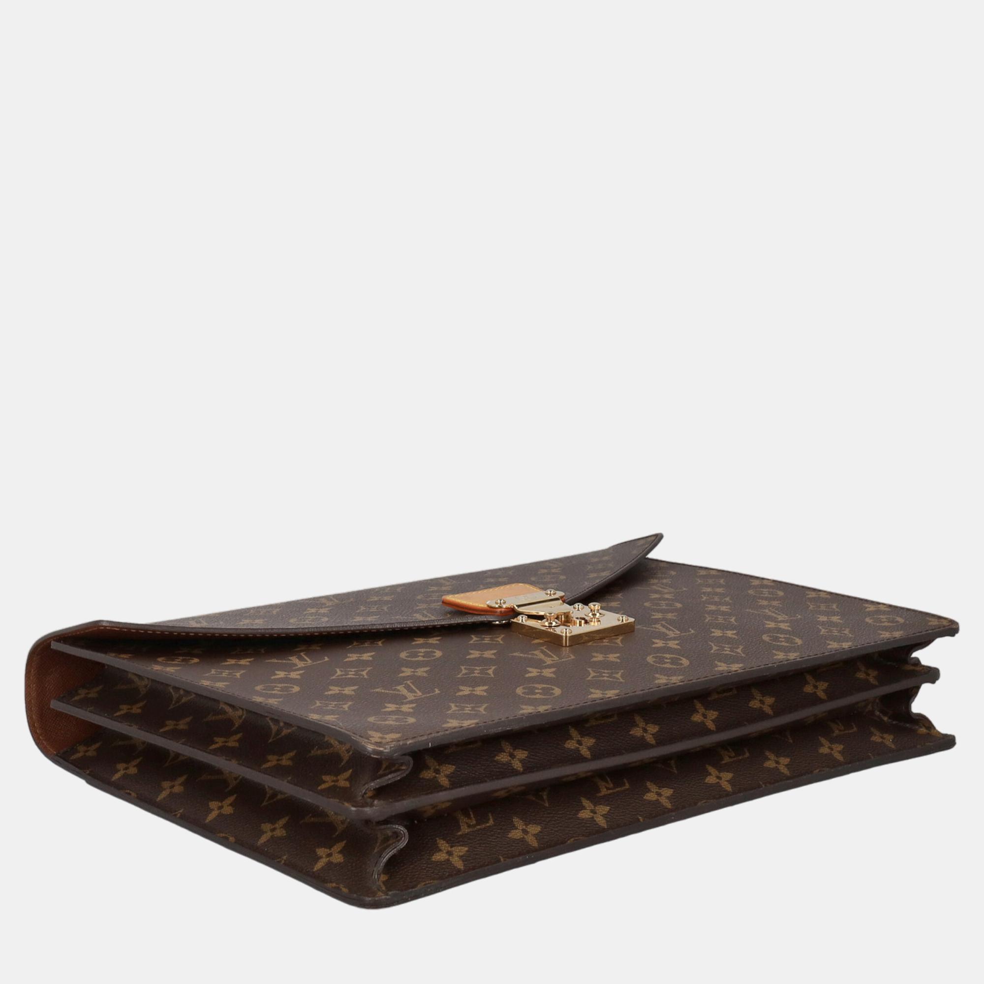 Louis Vuitton  Women's Synthetic Fibers Briefcase - Beige - One Size