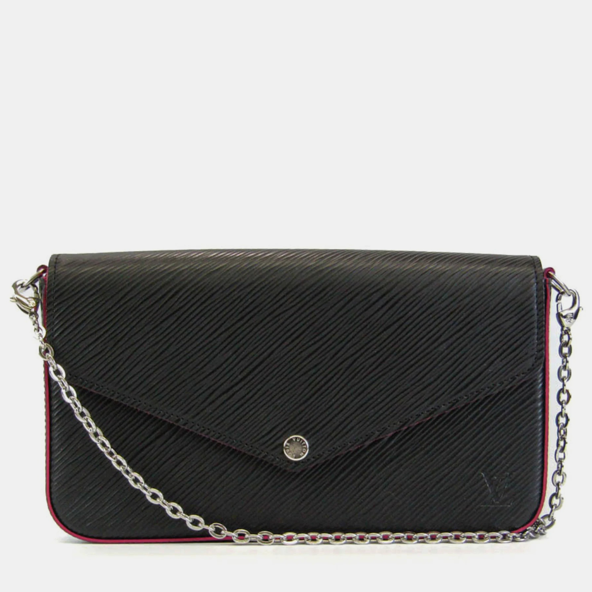 Louis Vuitton Black Epi Leather Pochette Felicie Clutch Bag