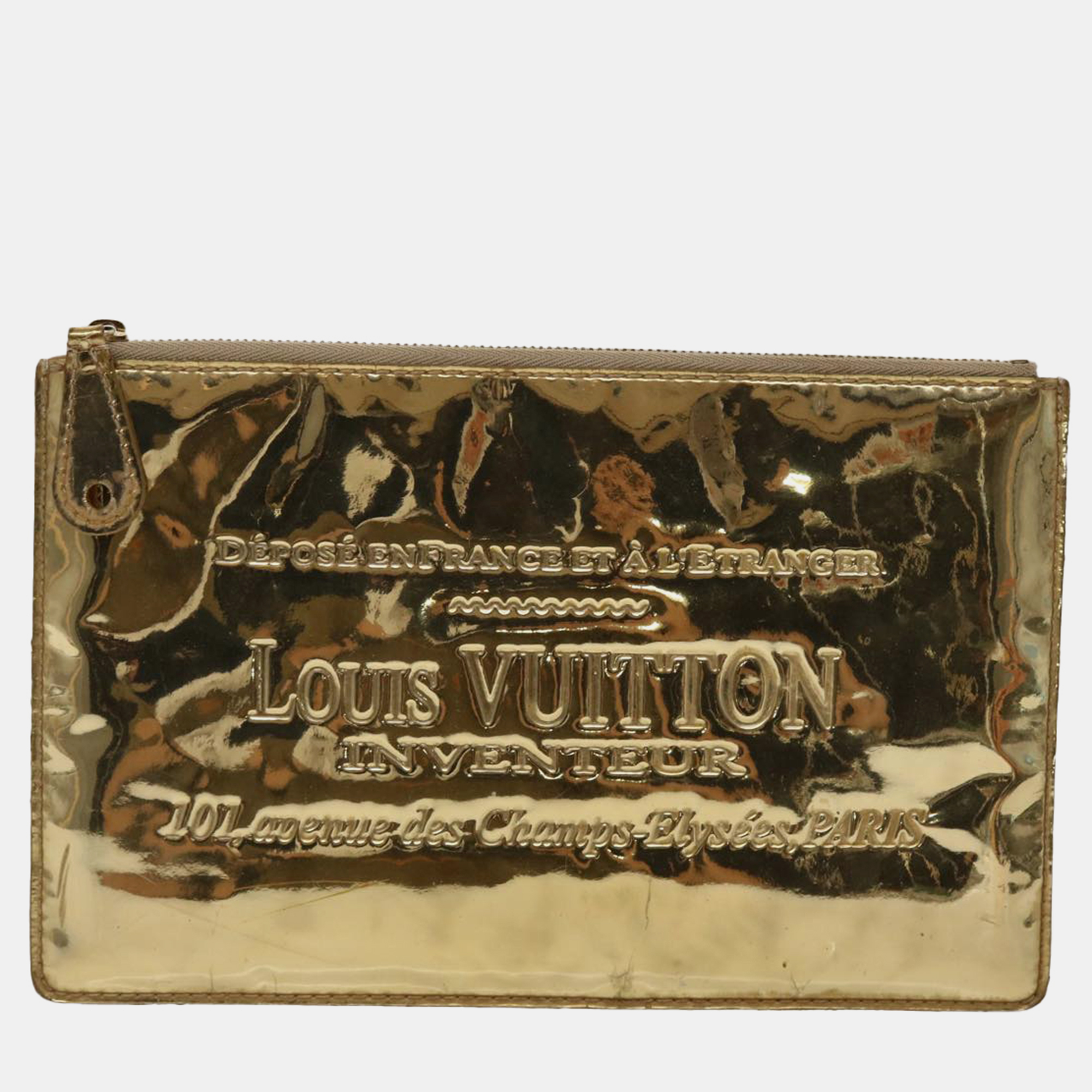 Louis Vuitton Gold Patent Leather Pochette Accessoires Clutch