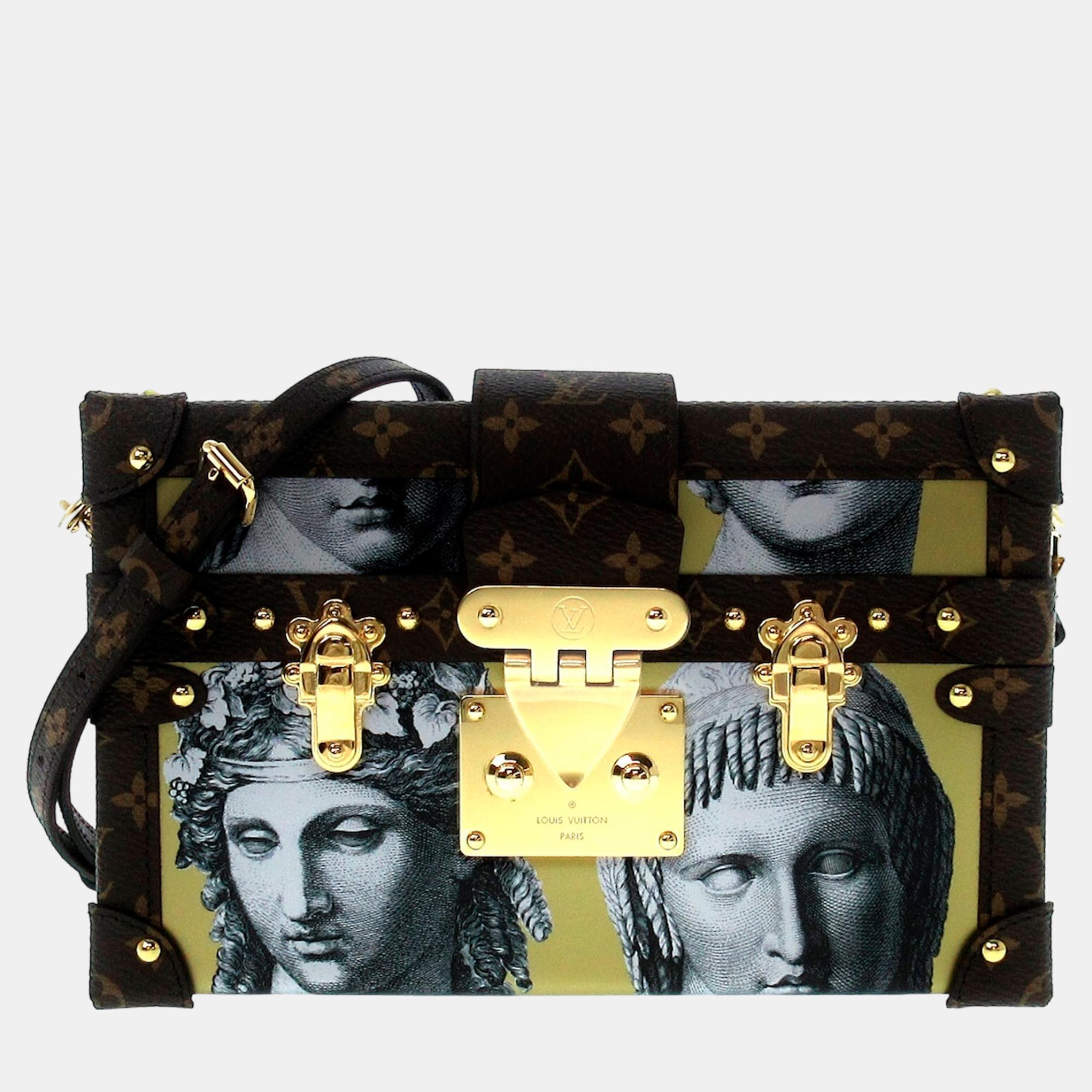 Louis Vuitton X Fornasetti Brown/Gold Monogram And Printed Leather Petite Malle