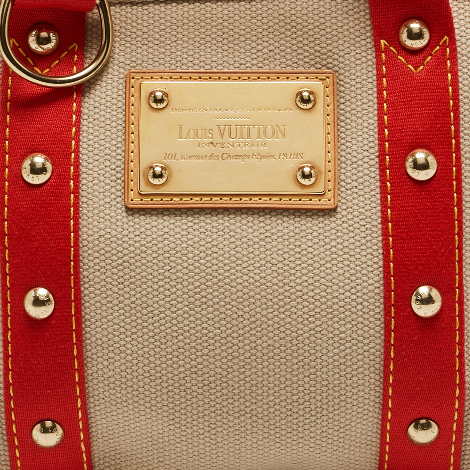 Louis Vuitton Beige/Red Canvas Antigua Cabas PM Bag