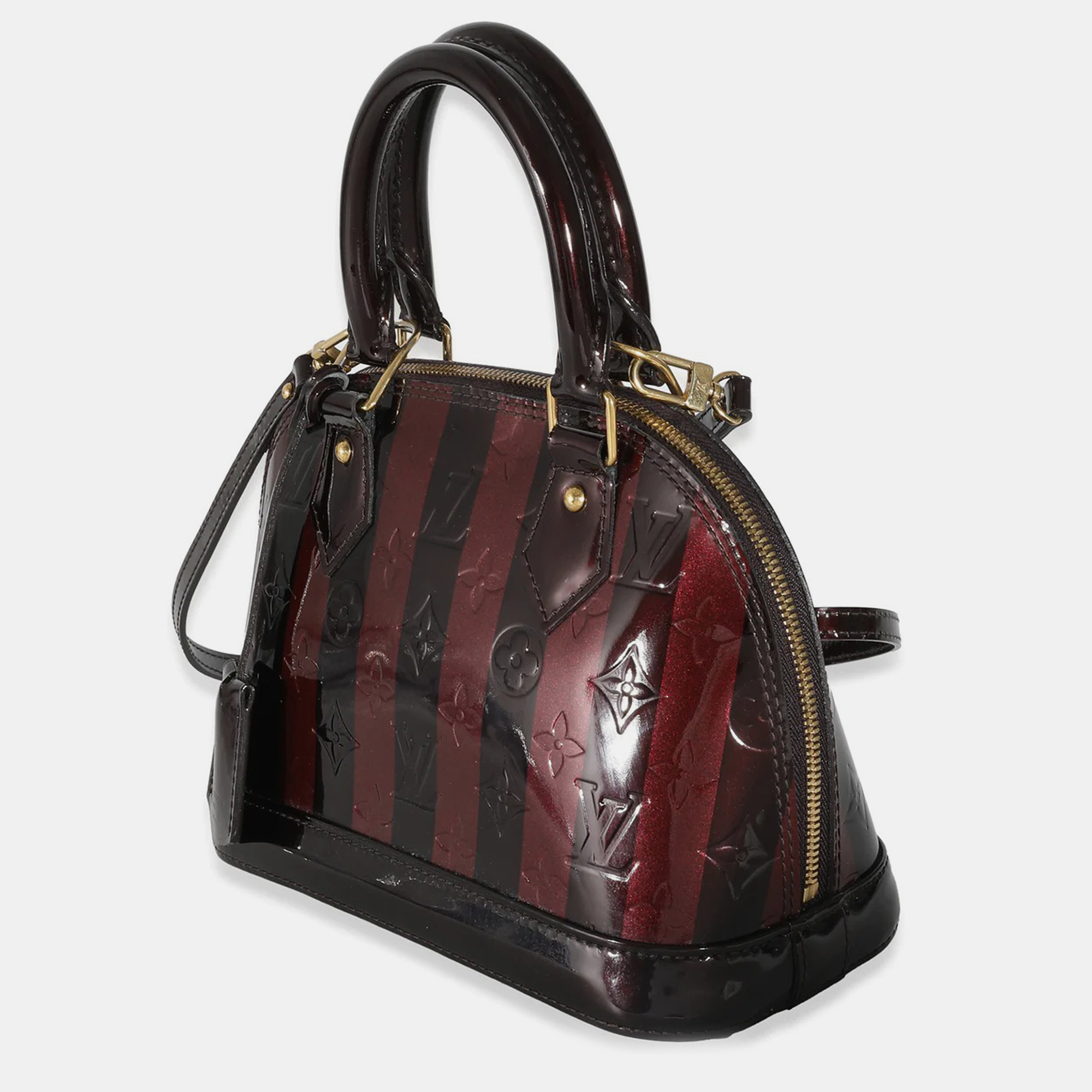 Louis Vuitton Black/Red Monogram Vernis Leather Rayures Alma BB Satchel