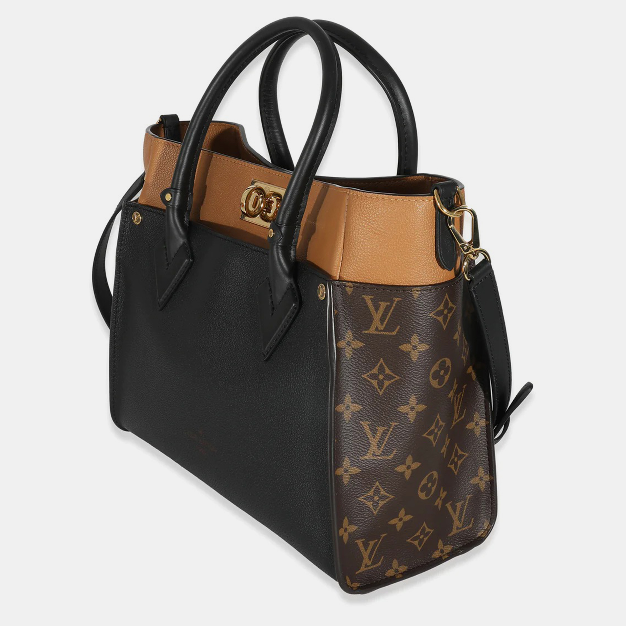 Louis Vuitton Black Monogram Leather And Canvas On My Side MM Tote Bag