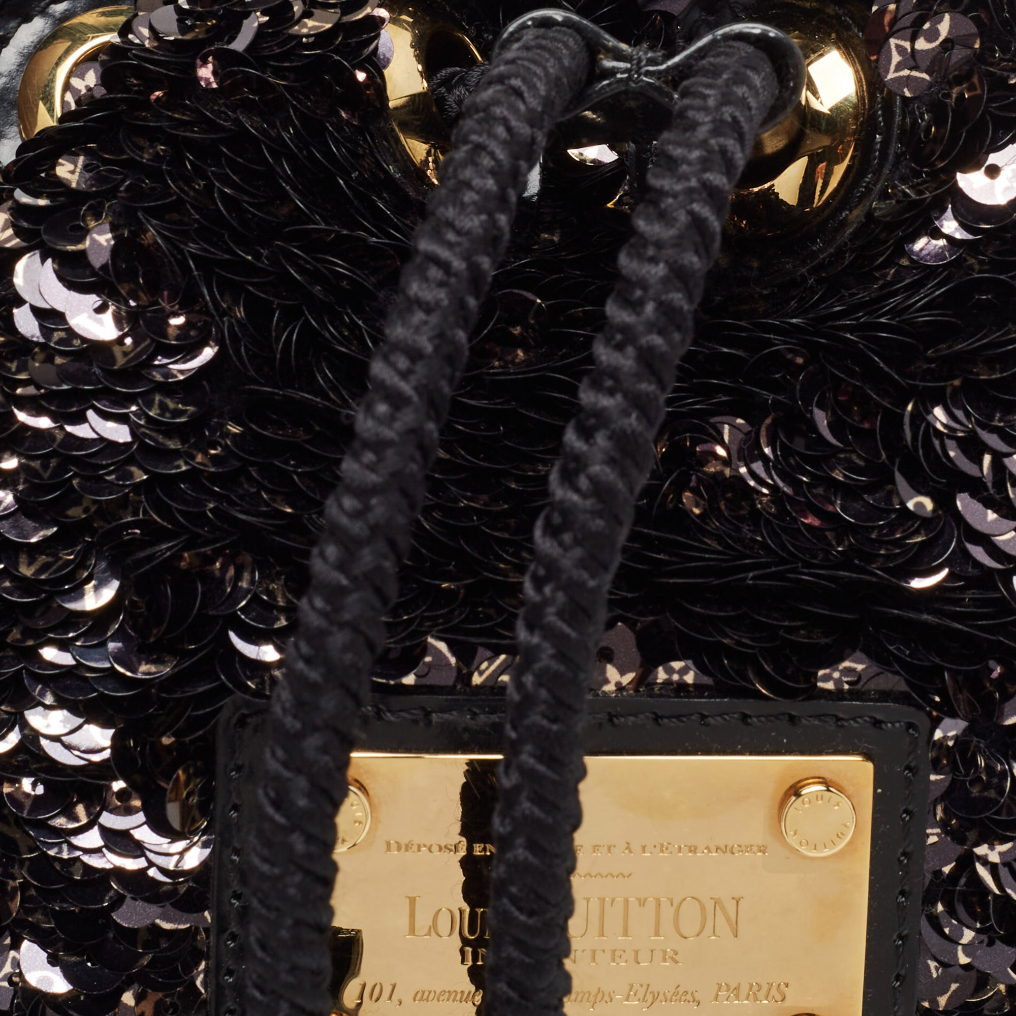 Louis Vuitton Black Sequins Mini Limited Edition Noe Rococo Bag