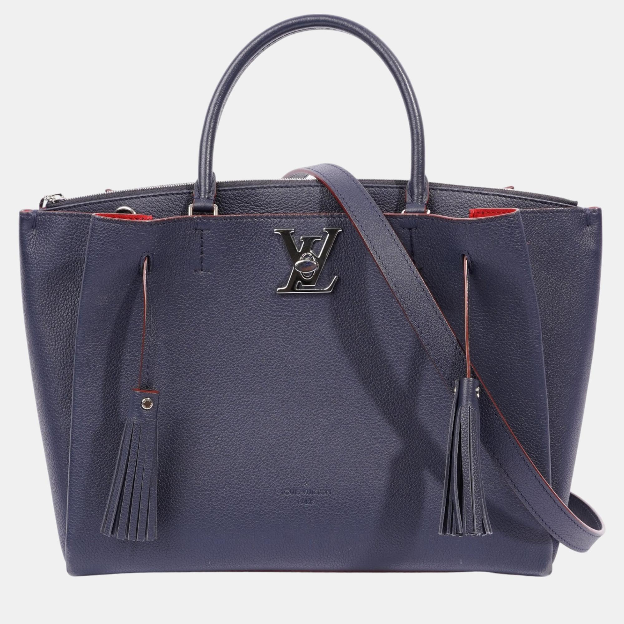 Louis Vuitton Lockme Tote Bag Blue Leather