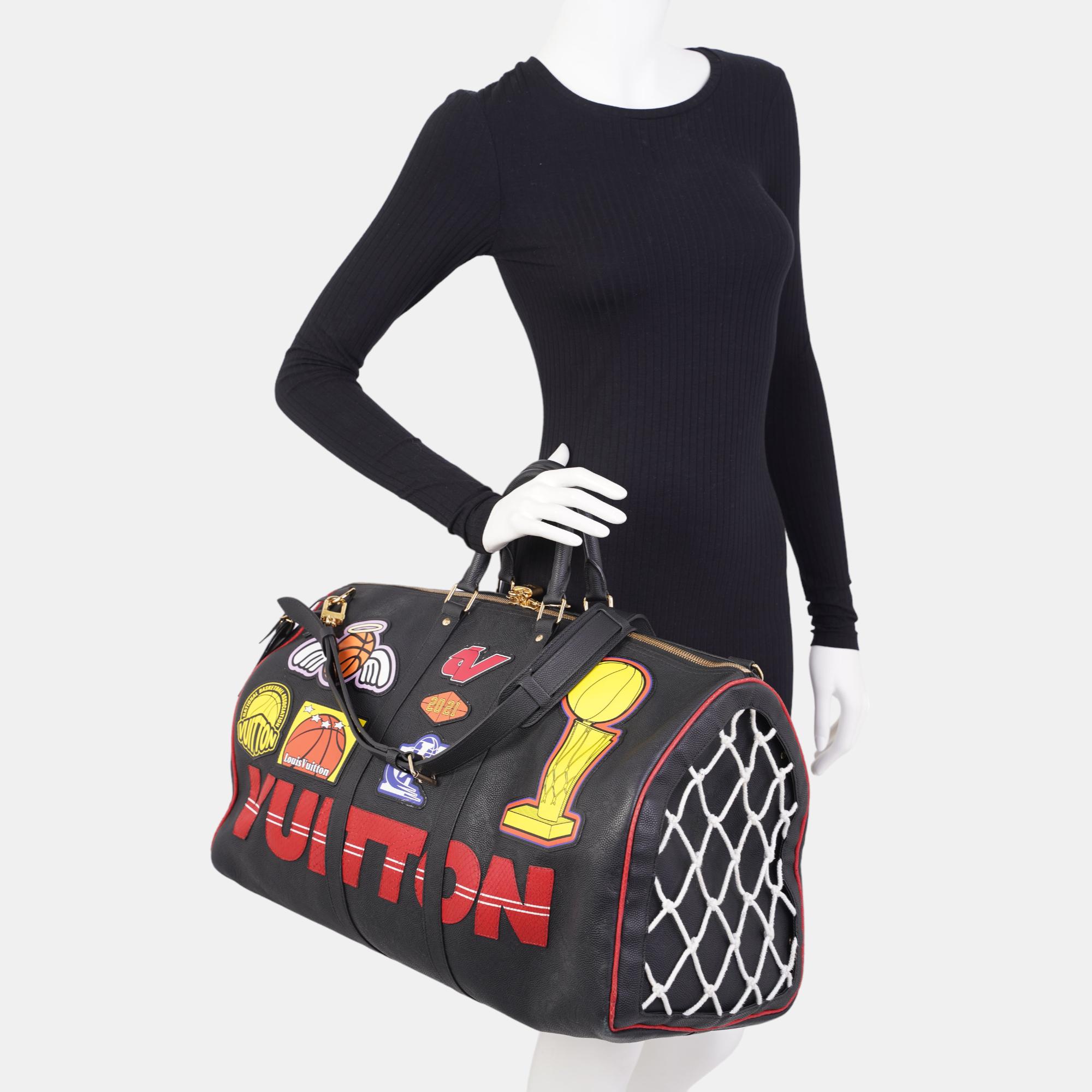Louis Vuitton NBA S1 Black Keepall Bag Black Leather 50