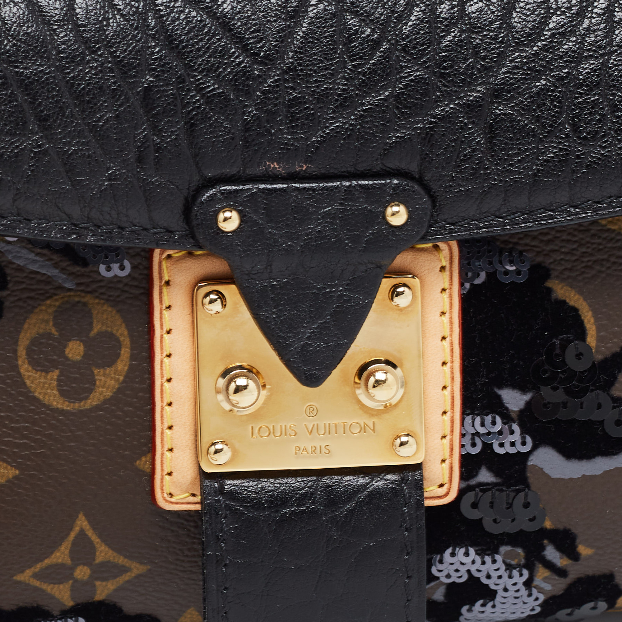 Louis Vuitton Black/Monogram Canvas And Leather Limited Edition Fleur De Jais Manege Clutch