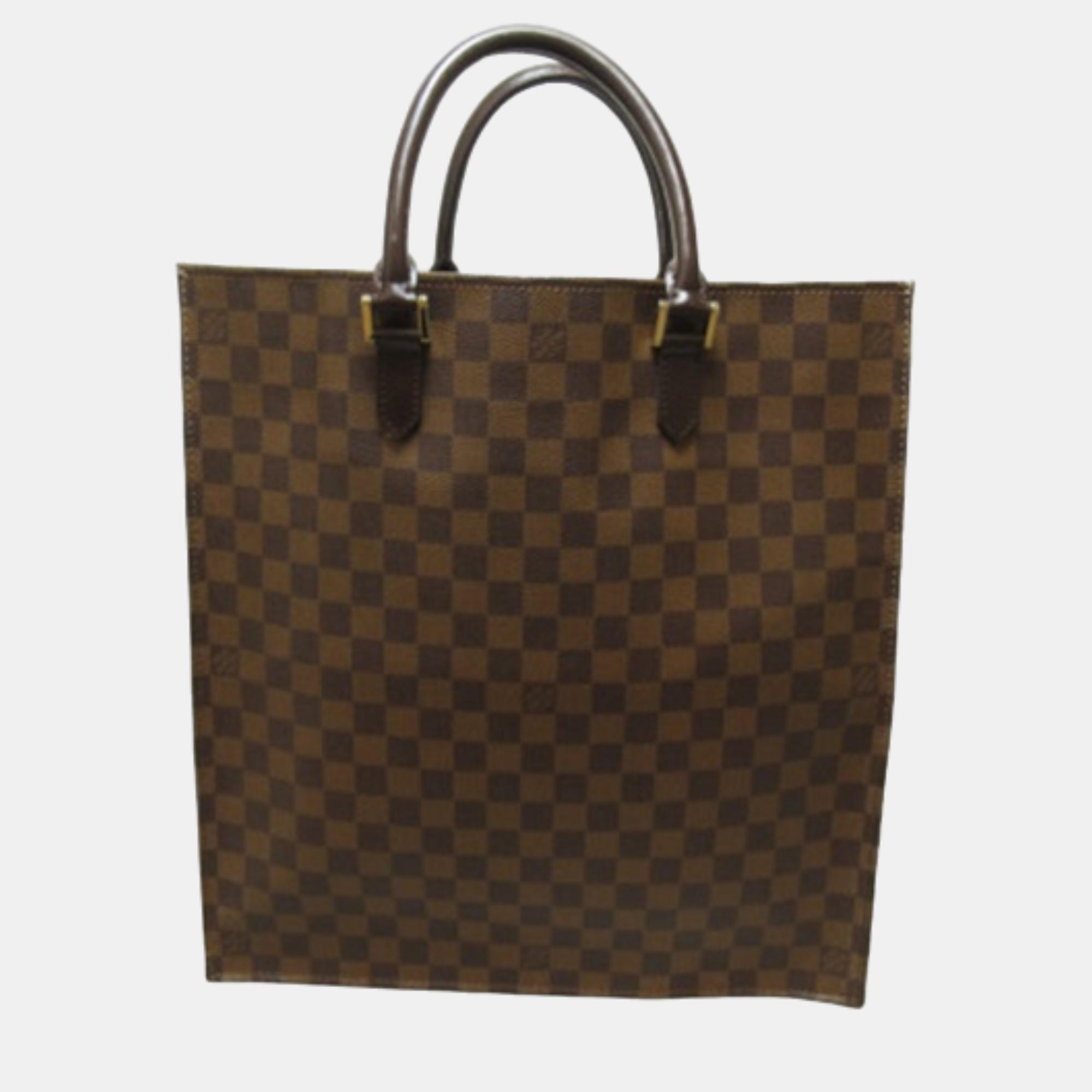 Louis Vuitton Brown Canvas Damier Ebene Sac Plat Tote Bag