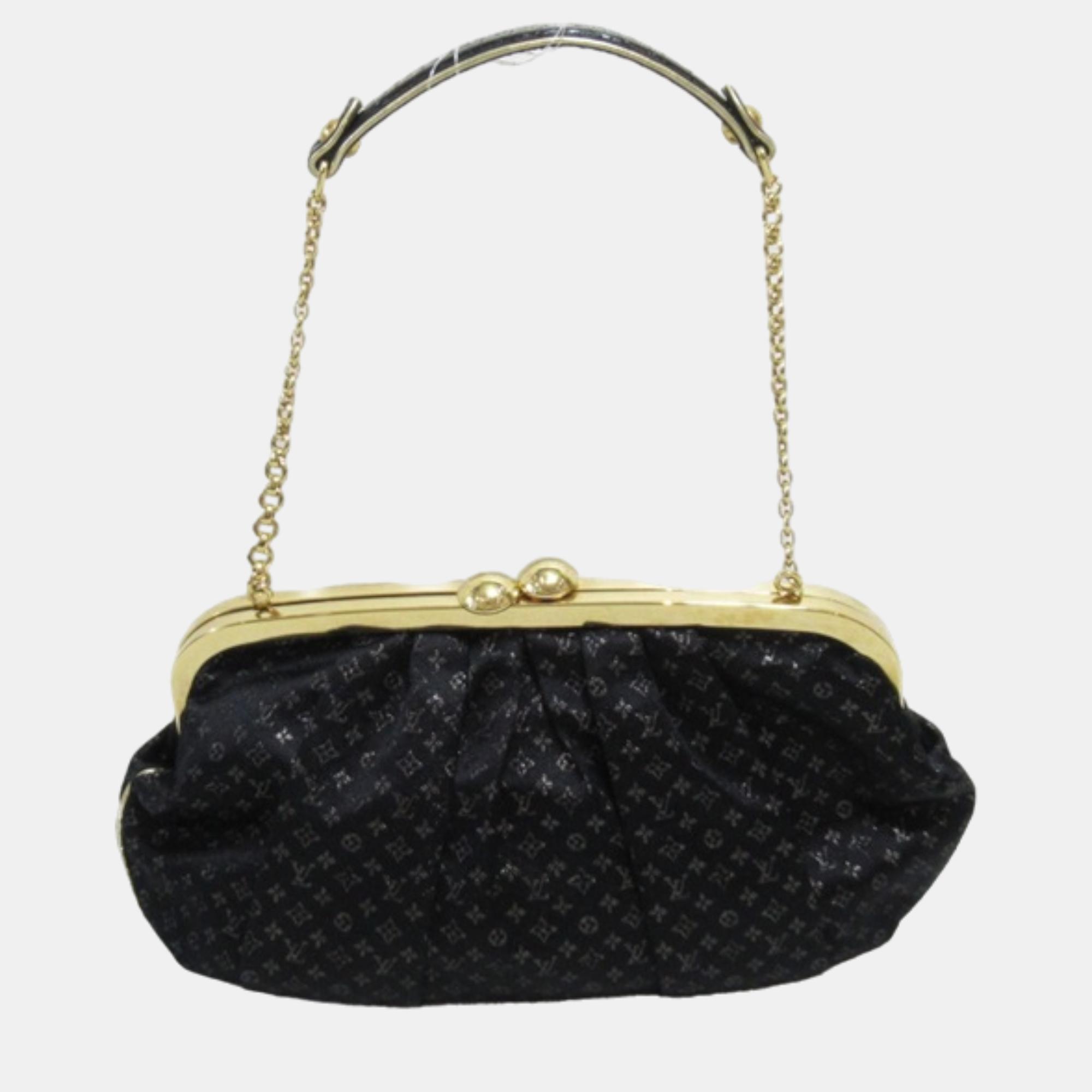 Louis Vuitton Black Canvas Monogram Satin Aumoniere  Shoulder Bag